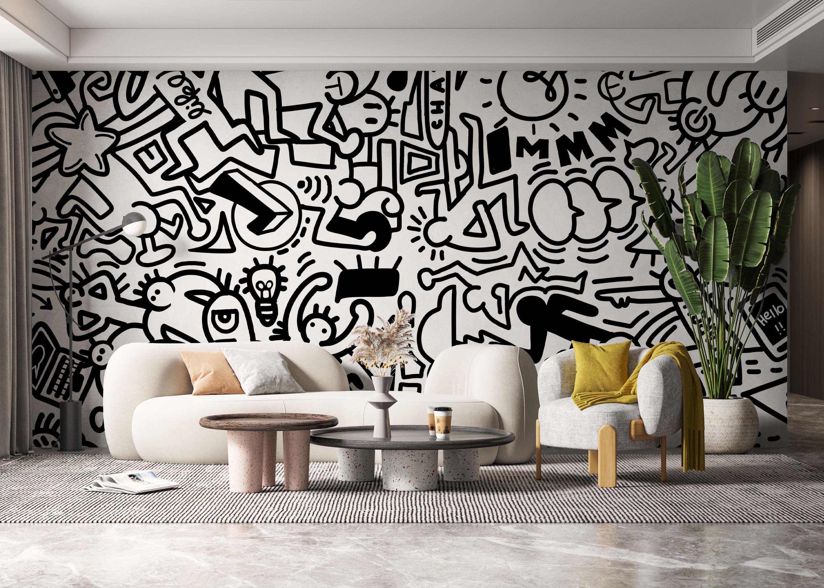 Fototapete Follow Graffiti Doodle mockup 6