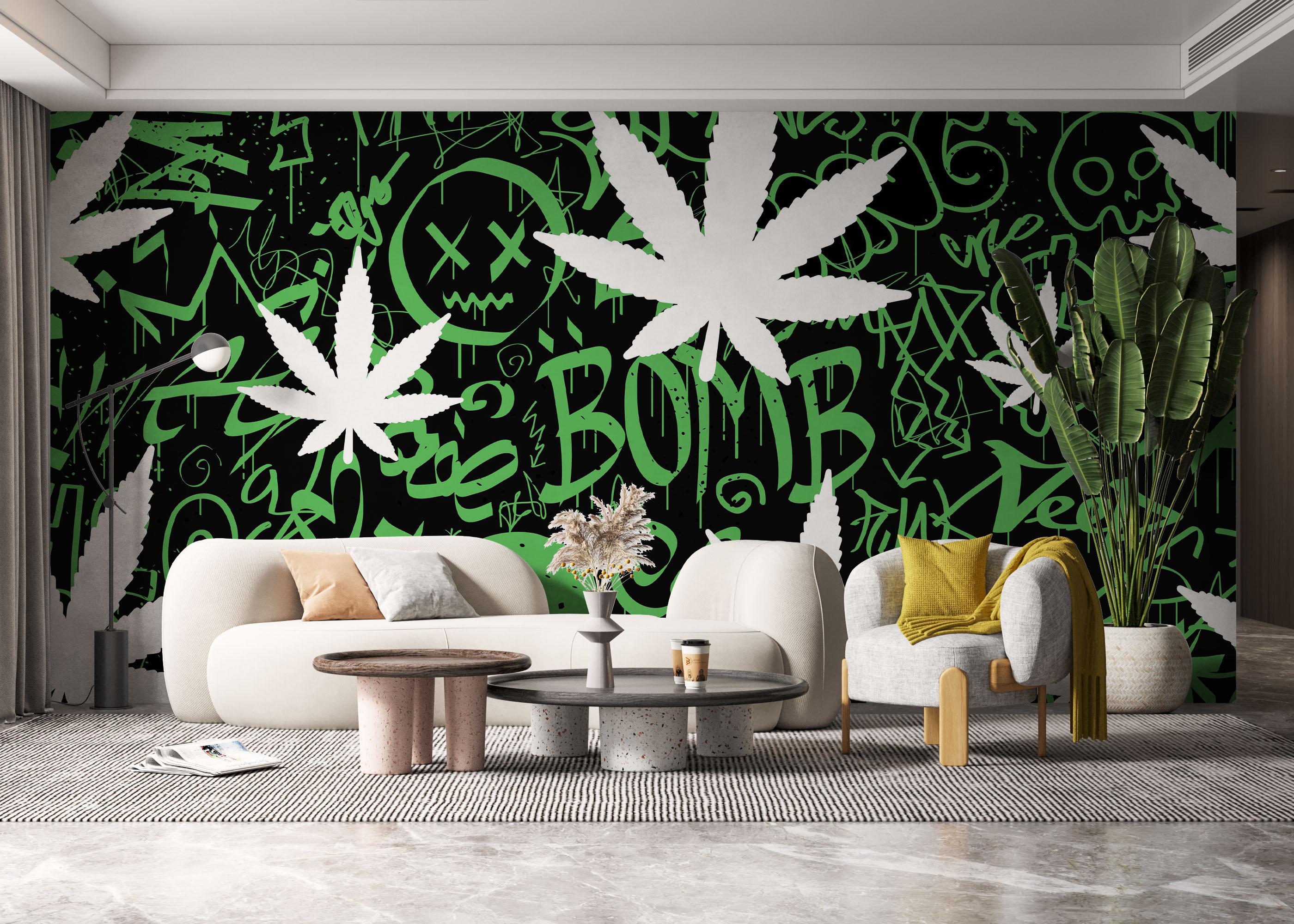 Fototapete Graffiti Weed Wall mockup 6