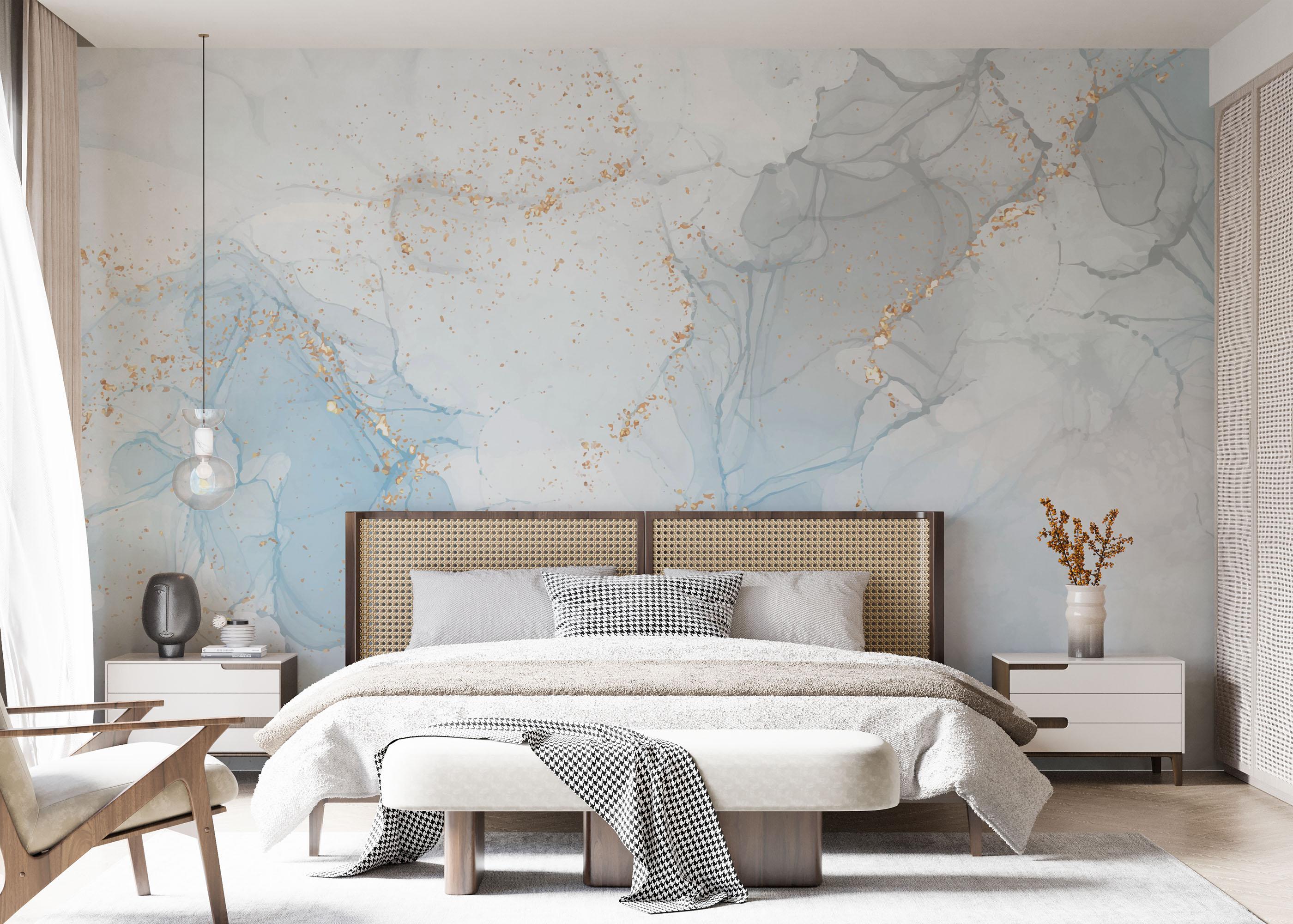 Fototapete Blue Alcohol Marble mockup 7