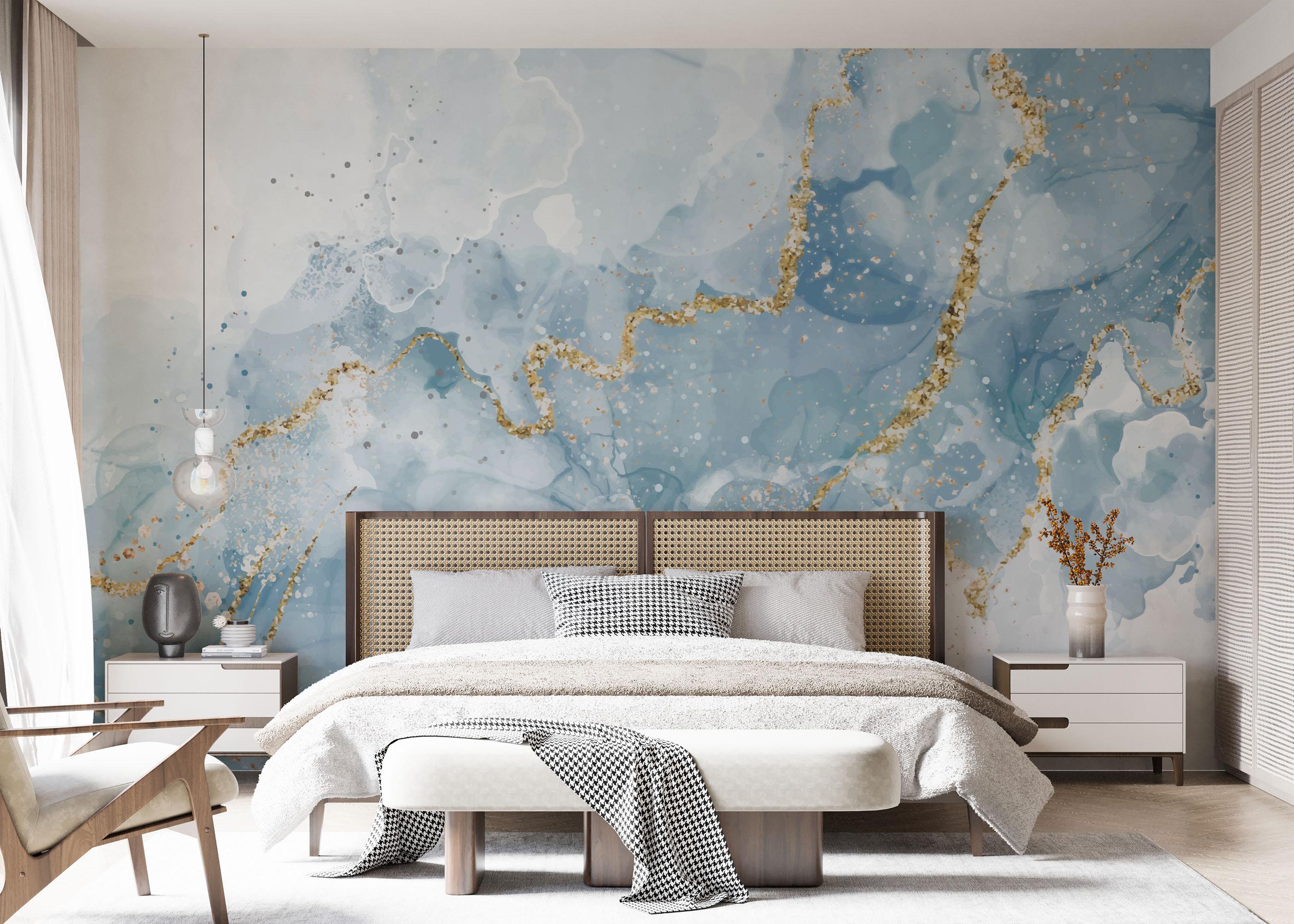 Fototapete Blue Marble Glitter mockup 7