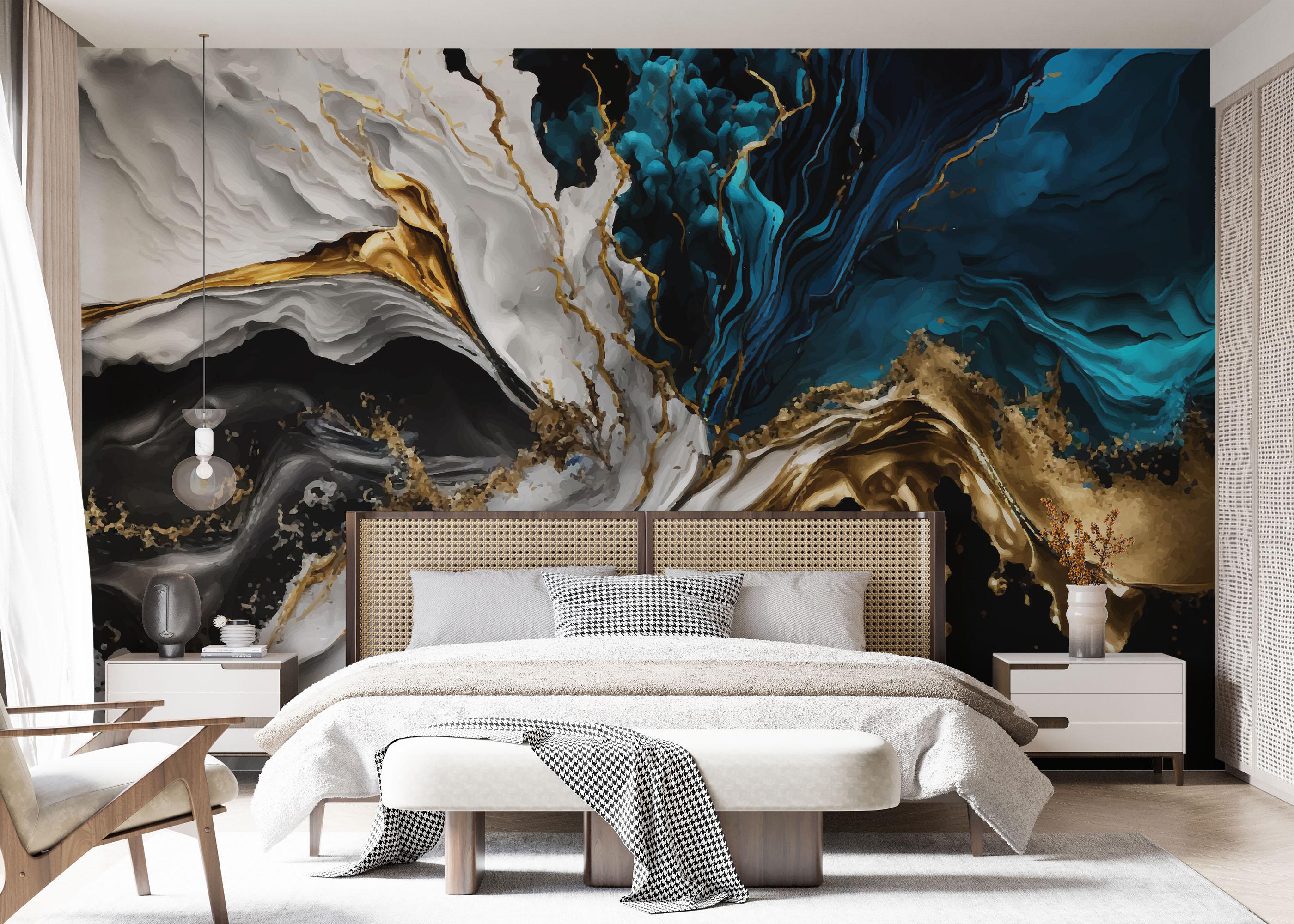 Fototapete Blue Splash Marble mockup 7