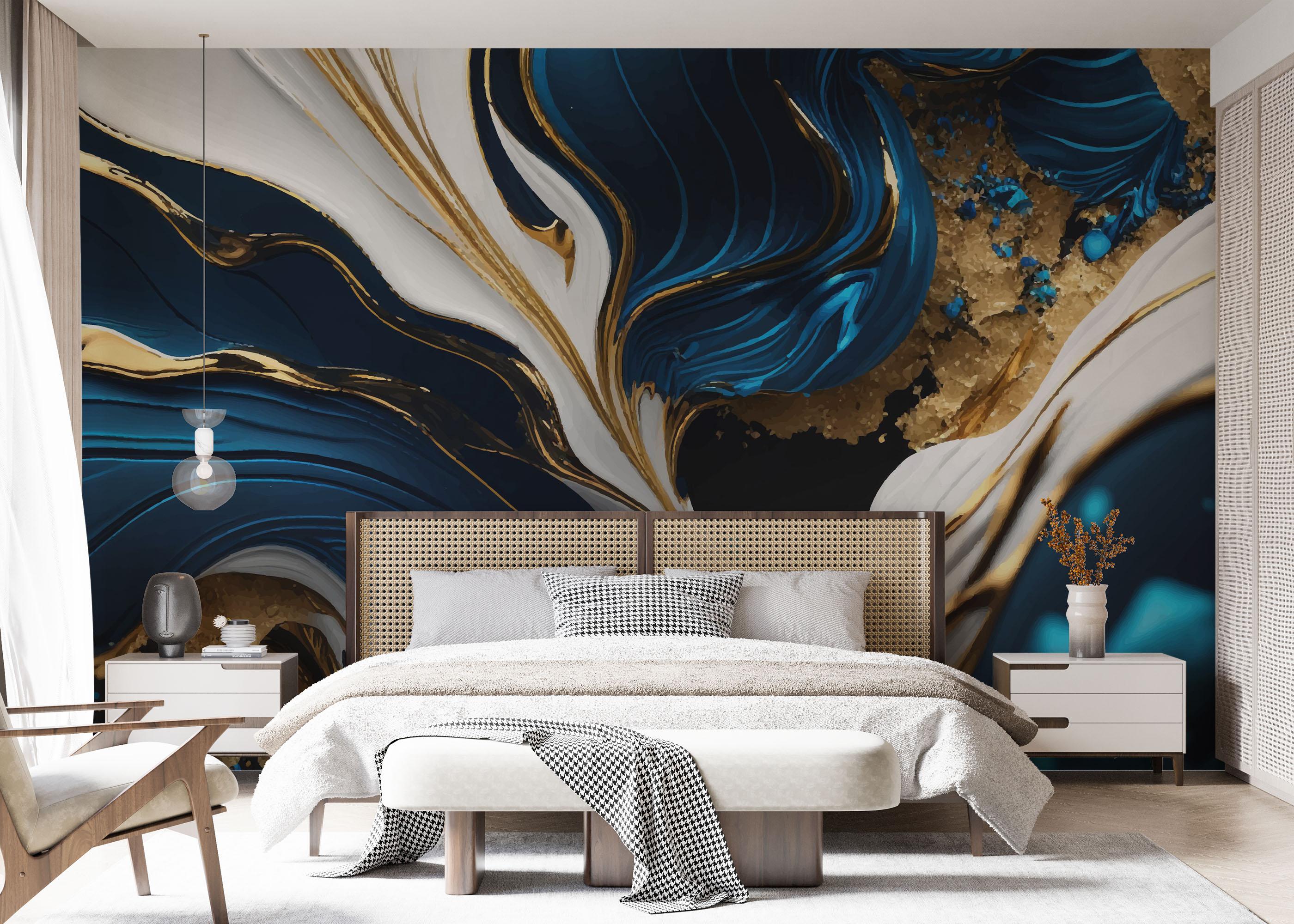 Fototapete Gold Blue Marble mockup 7