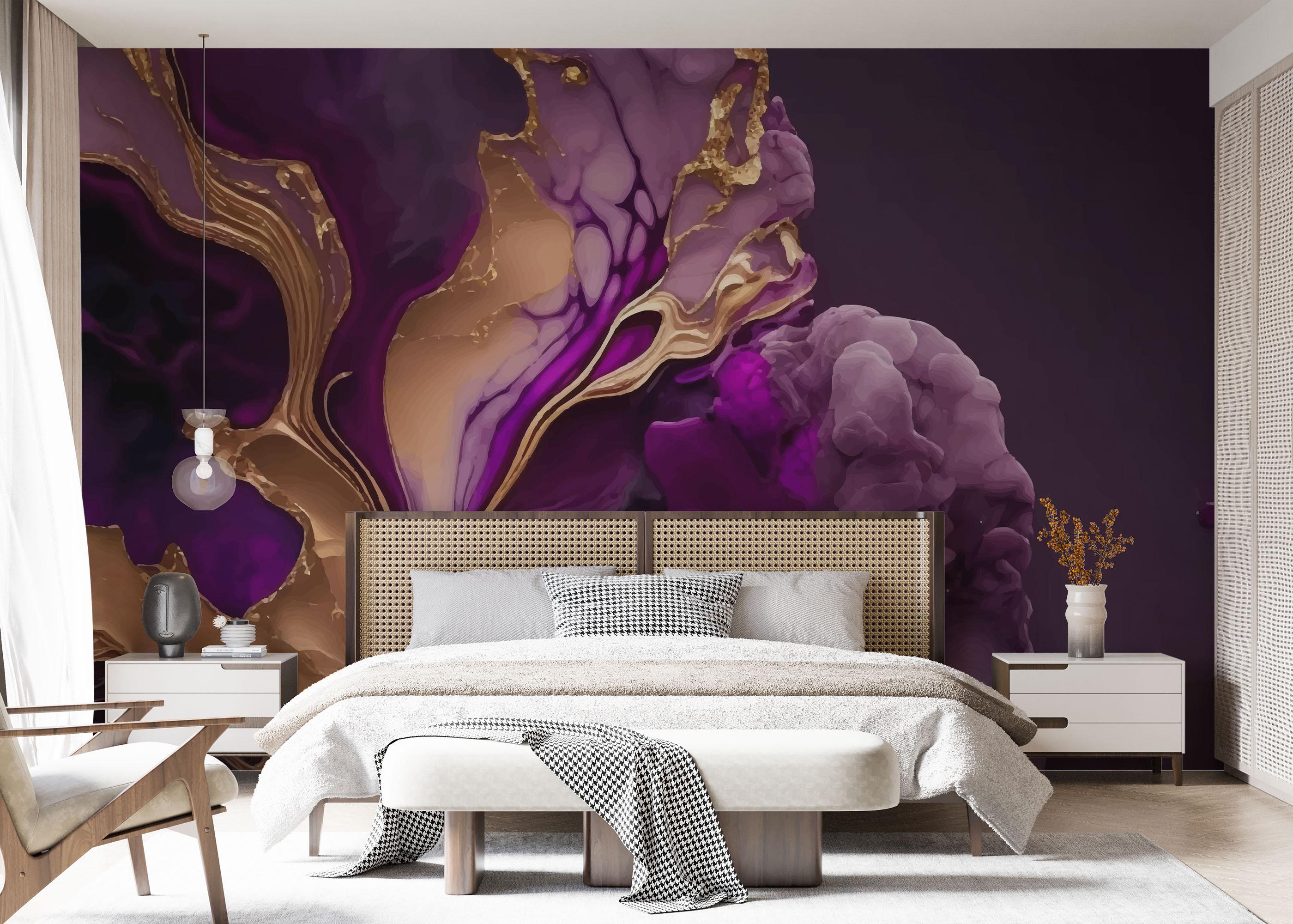 Fototapete Marble Purple Smoke mockup 7