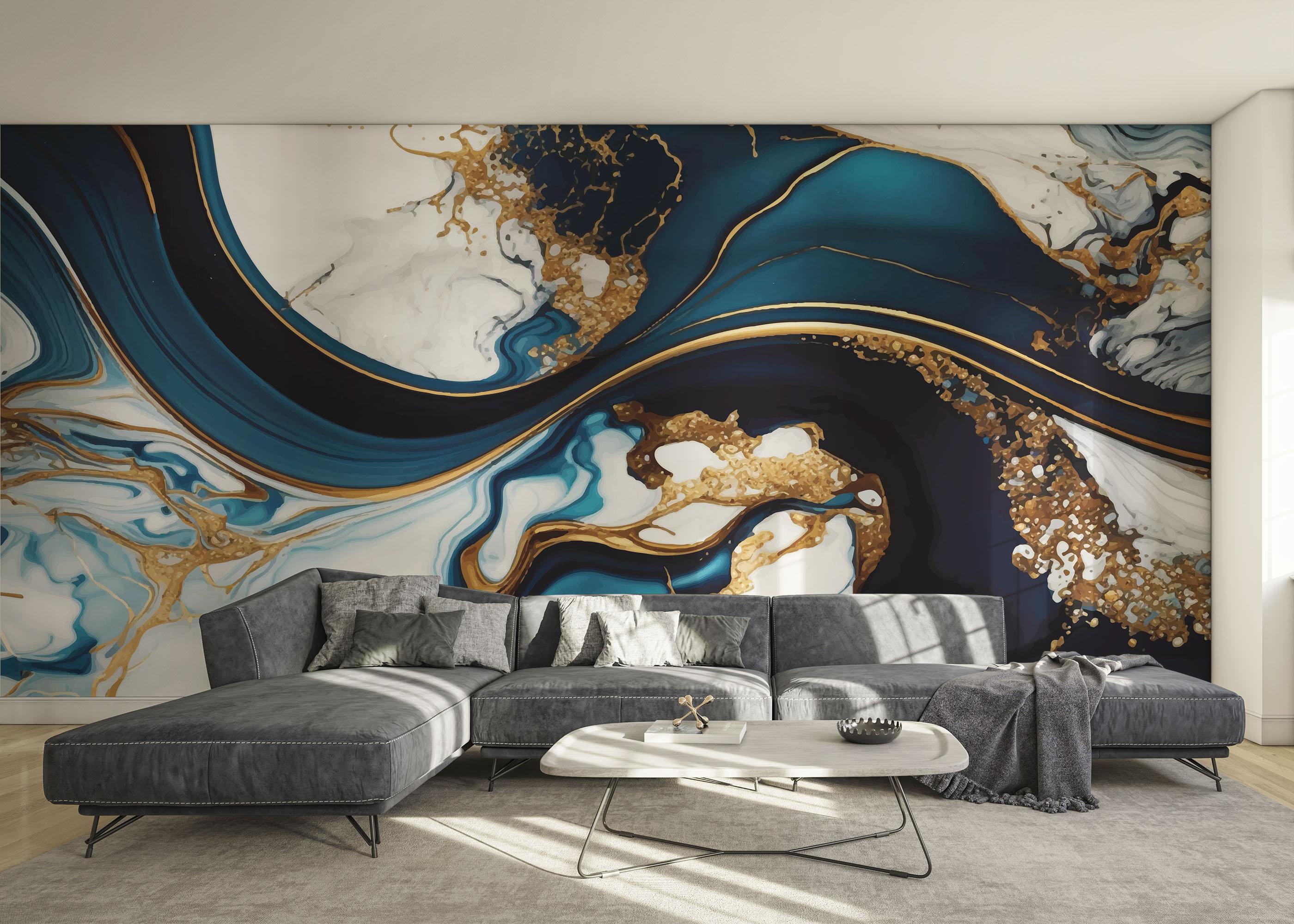 Fototapete Black Liquid Marble mockup 0