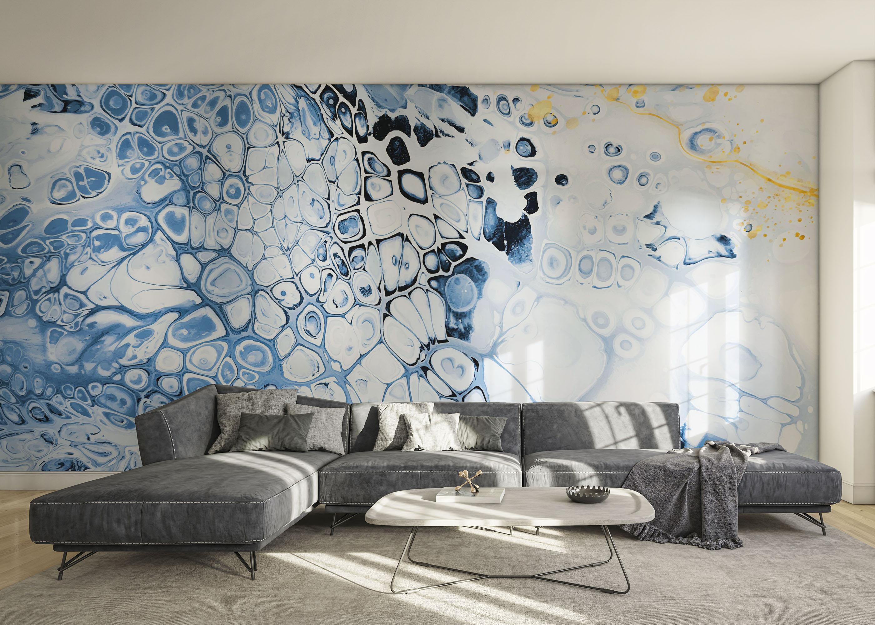 Fototapete Blue Oil Marble mockup 0