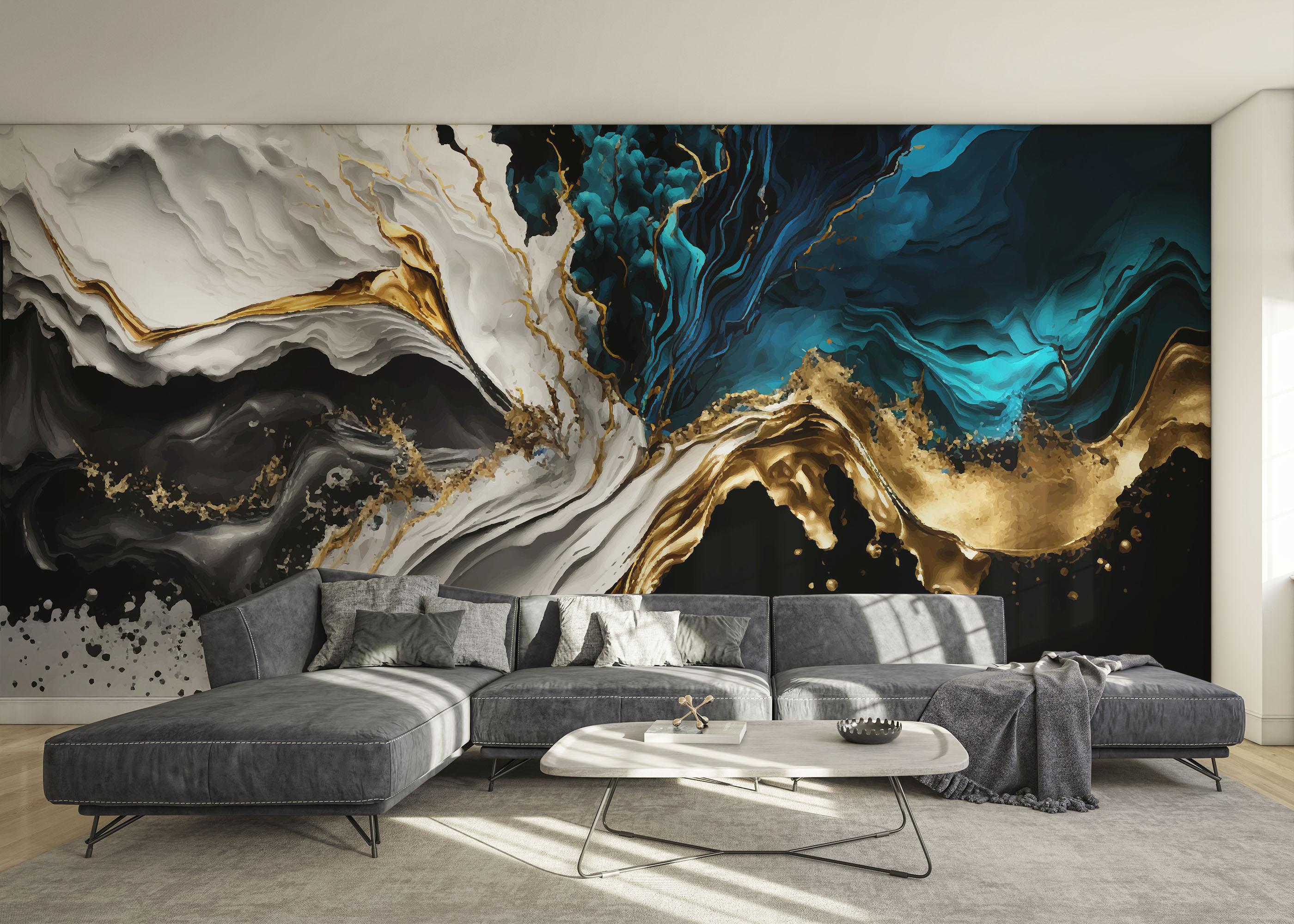 Fototapete Blue Splash Marble mockup 0