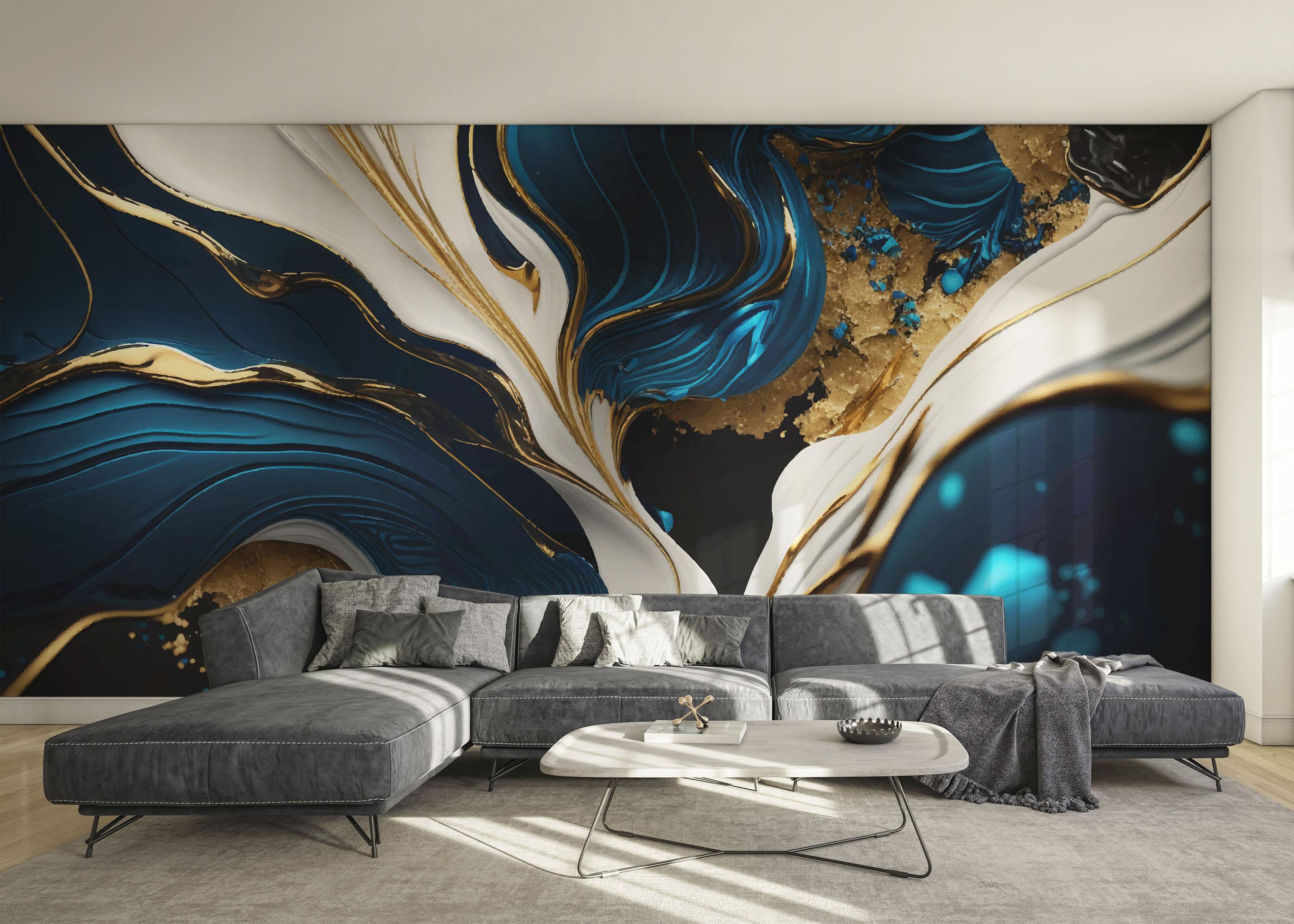 Fototapete Gold Blue Marble mockup 0