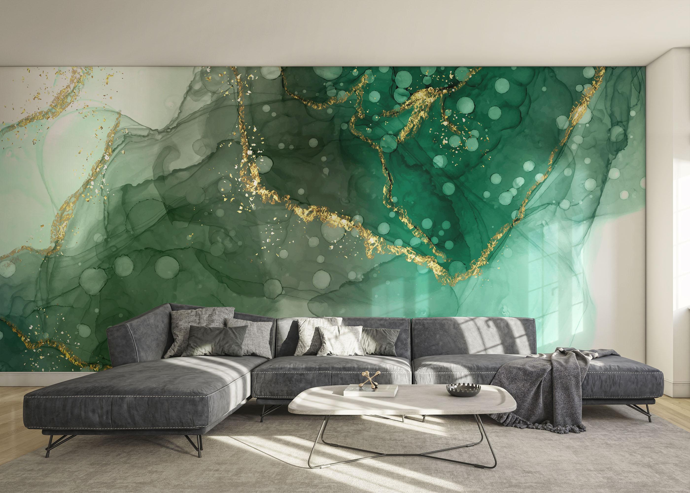 Fototapete Green Circle Marble mockup 0