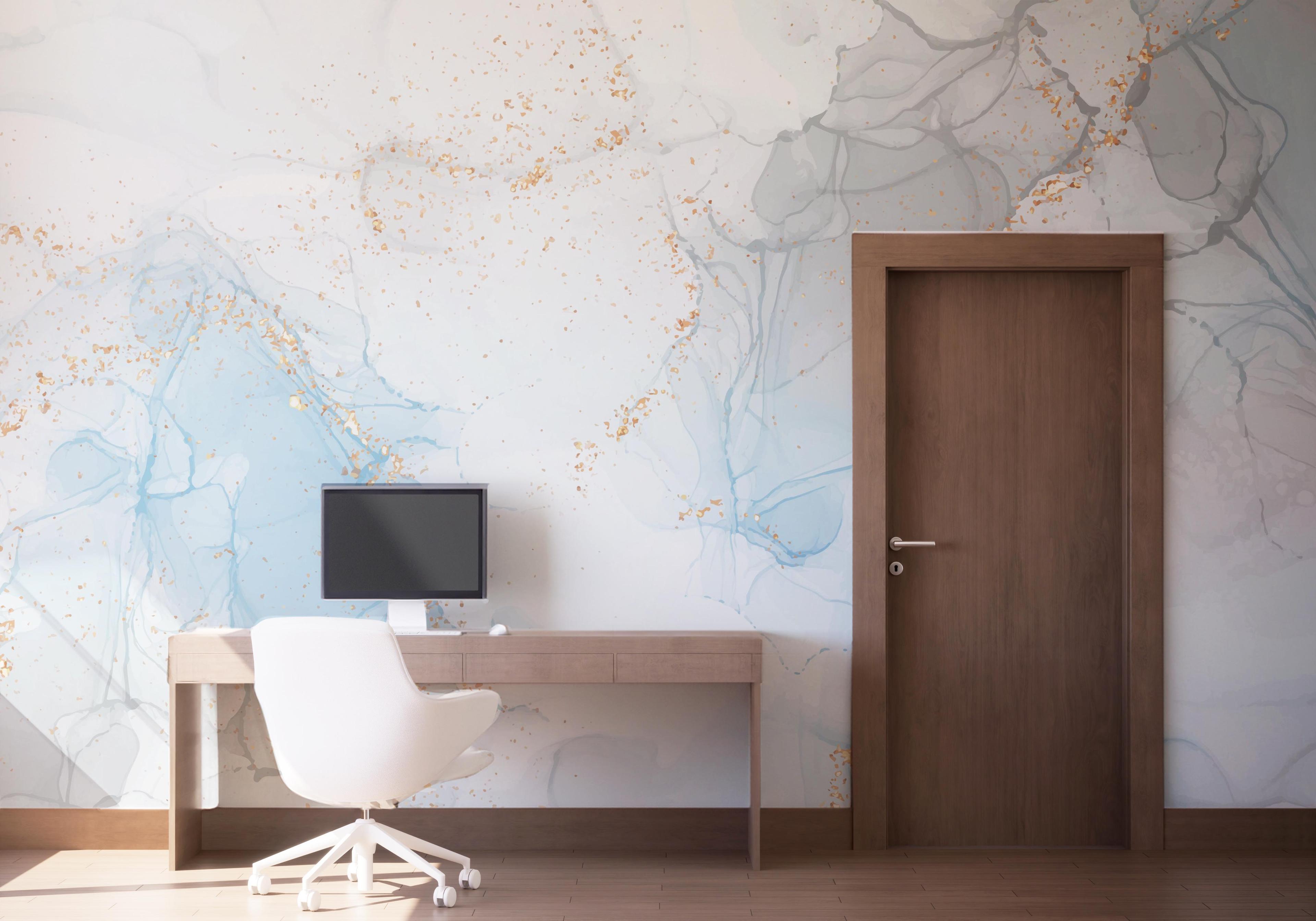 Fototapete Blue Alcohol Marble mockup 1