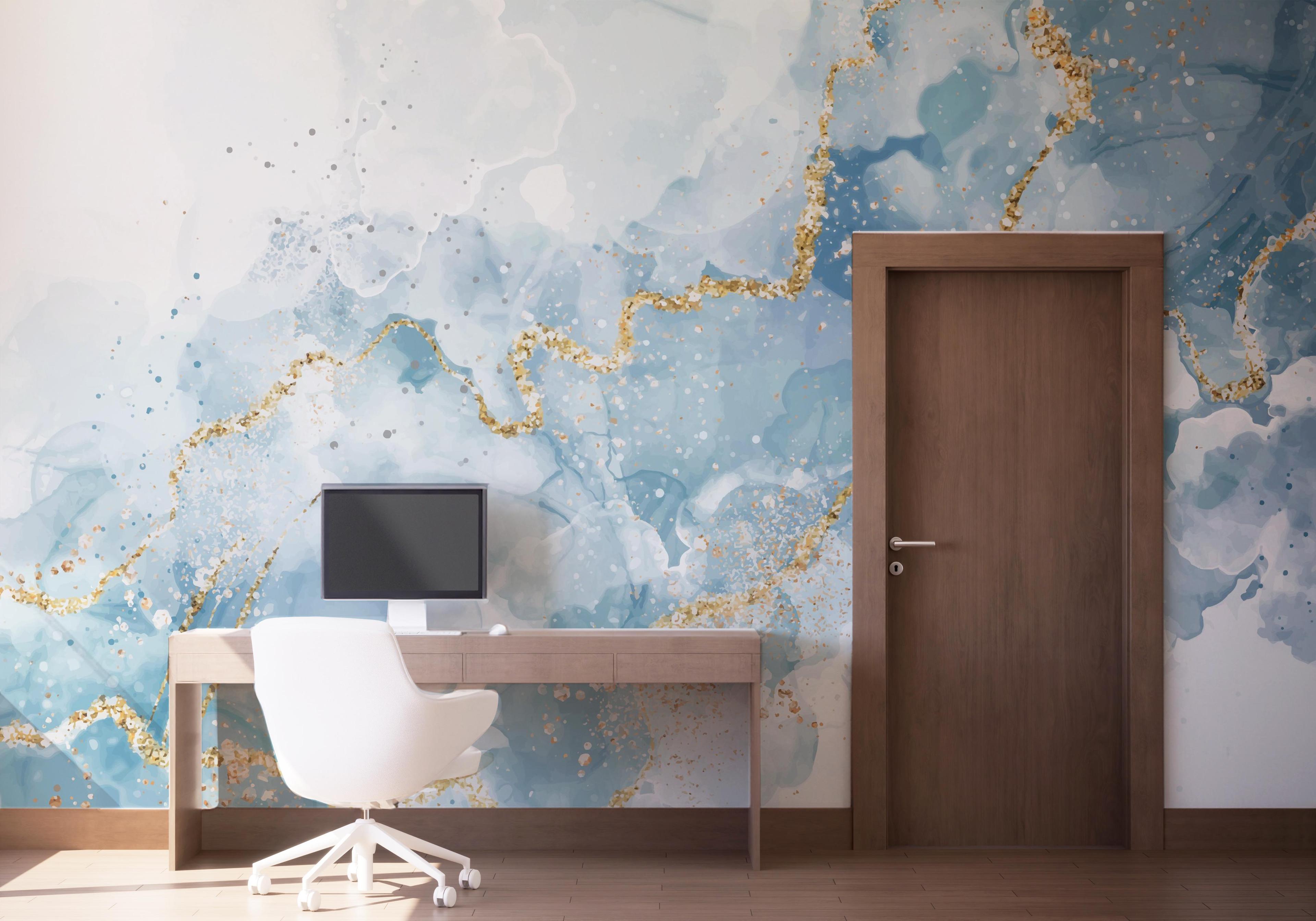 Fototapete Blue Marble Glitter mockup 1