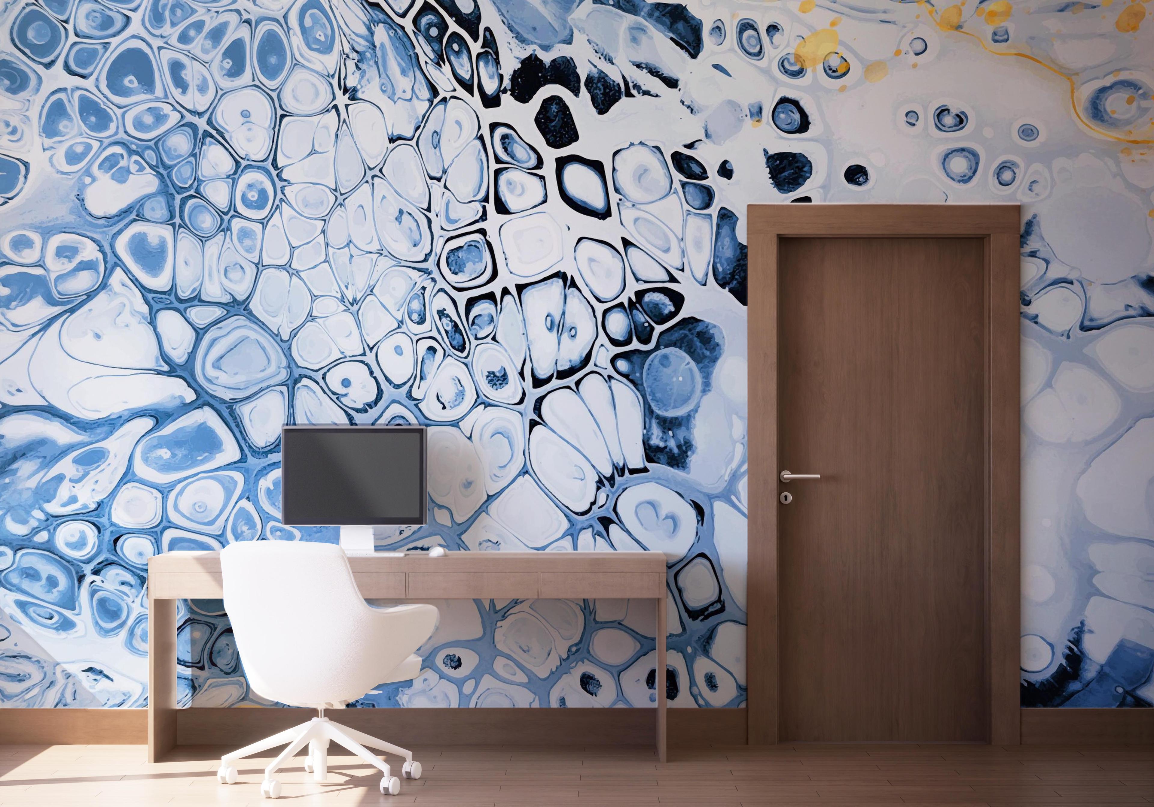 Fototapete Blue Oil Marble mockup 1