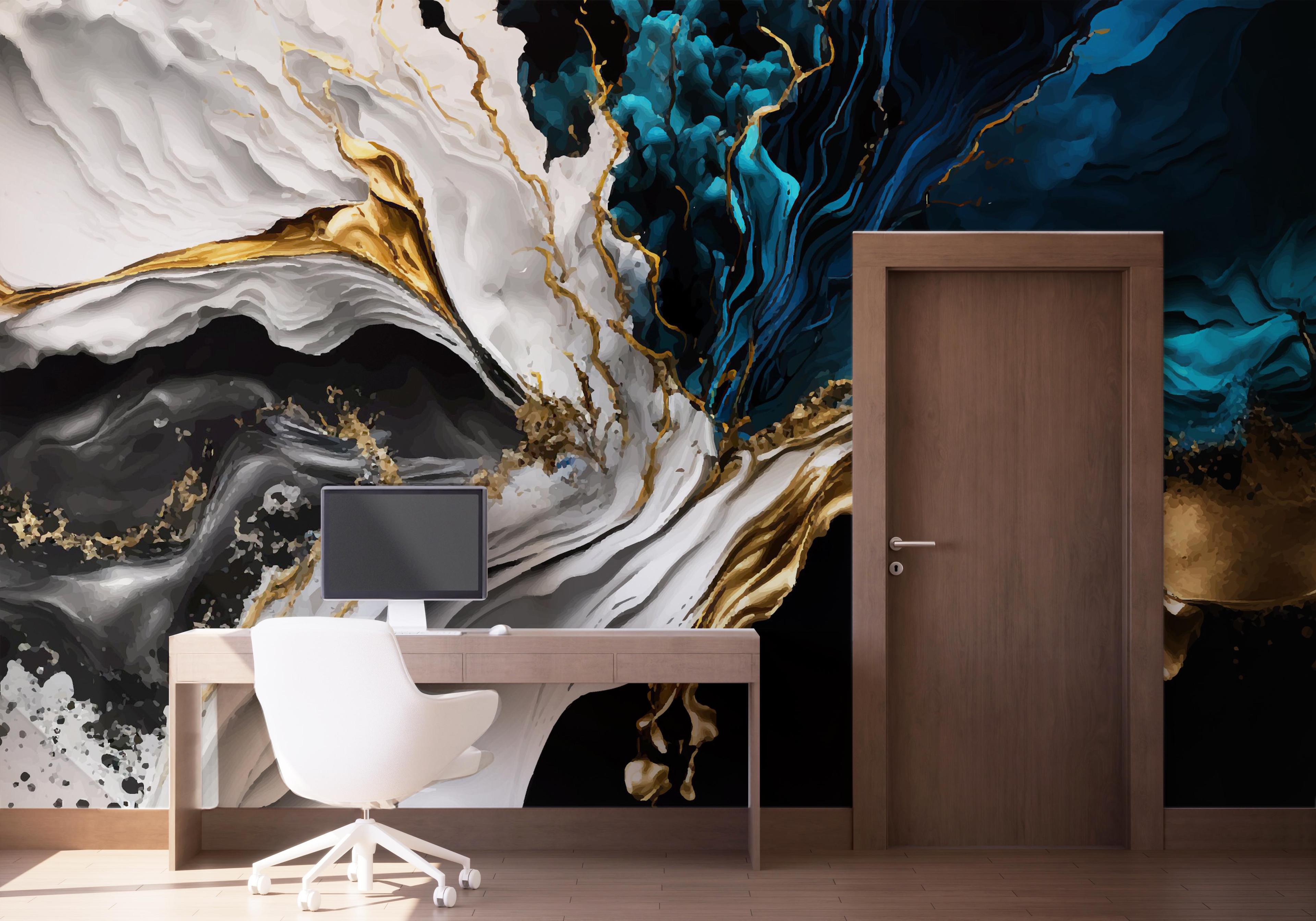 Fototapete Blue Splash Marble mockup 1