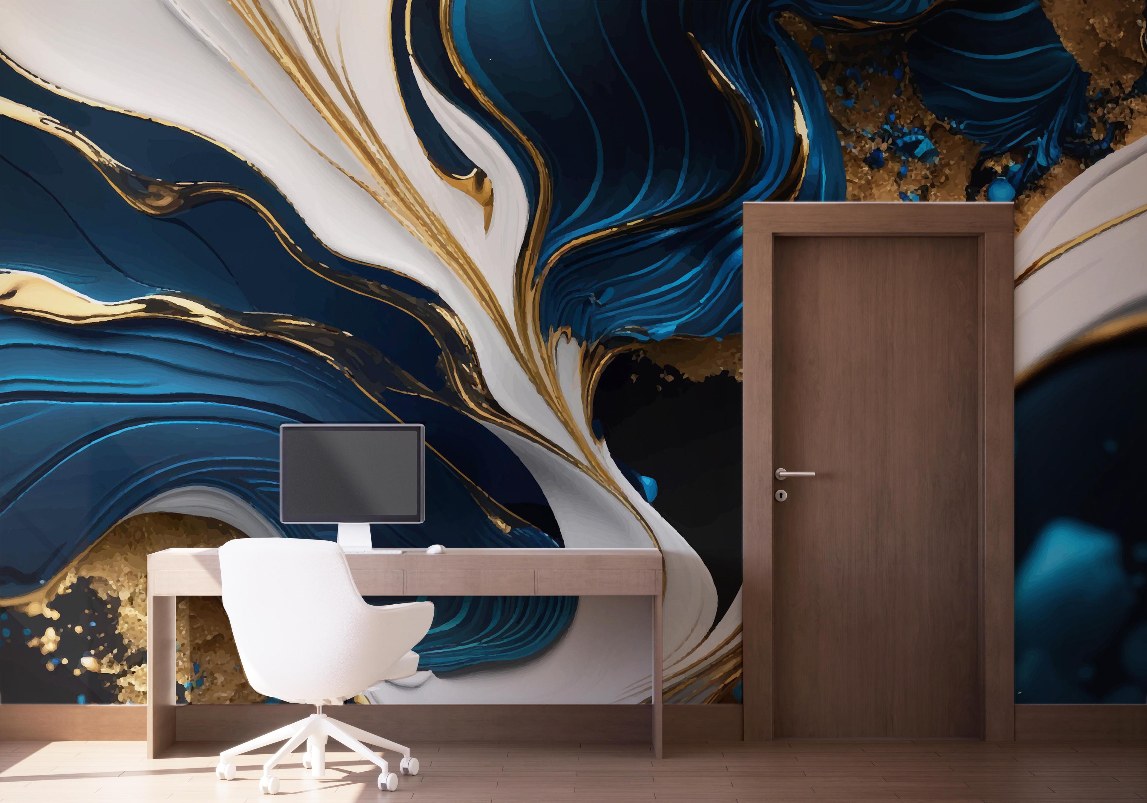 Fototapete Gold Blue Marble mockup 1