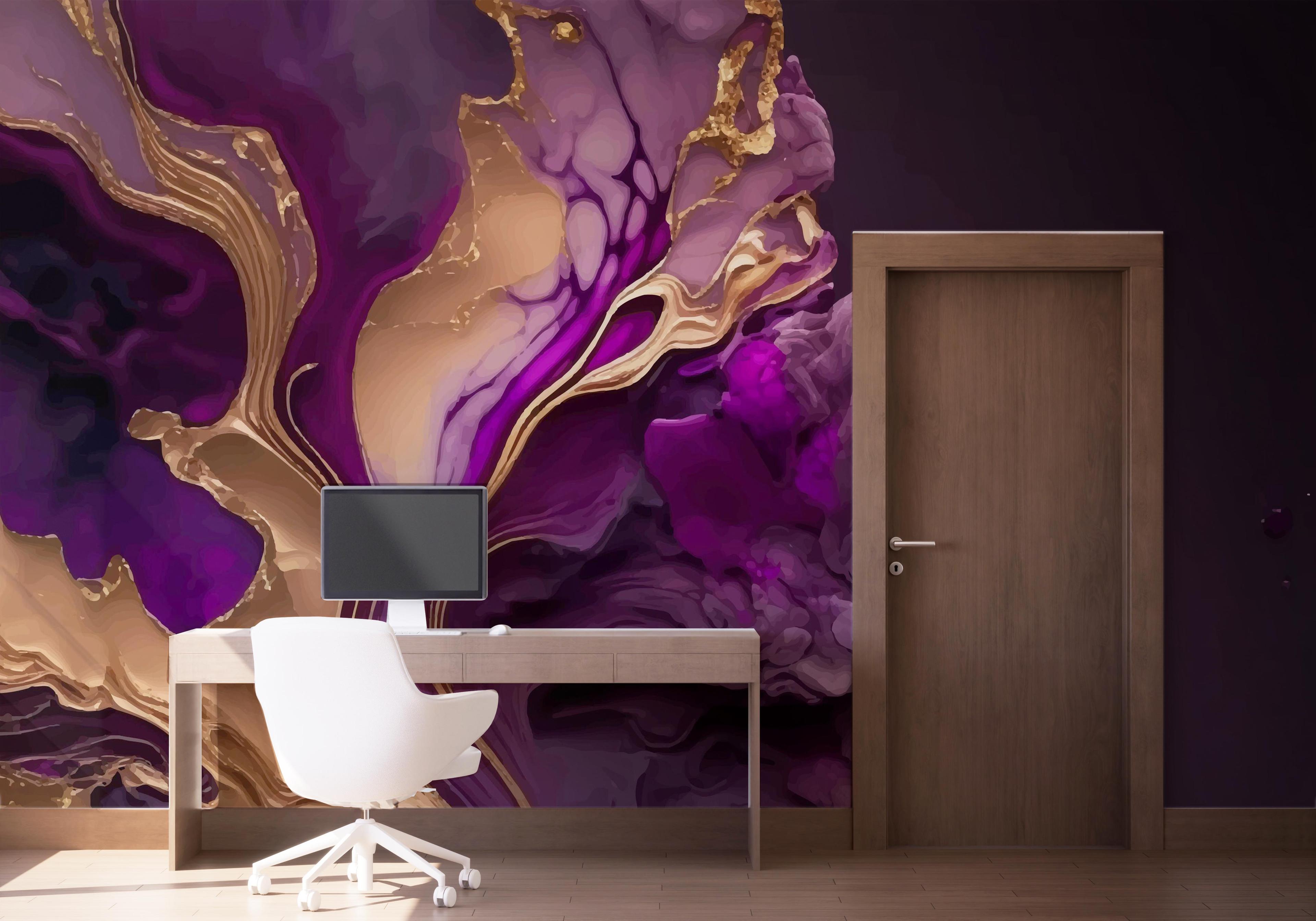 Fototapete Marble Purple Smoke mockup 1