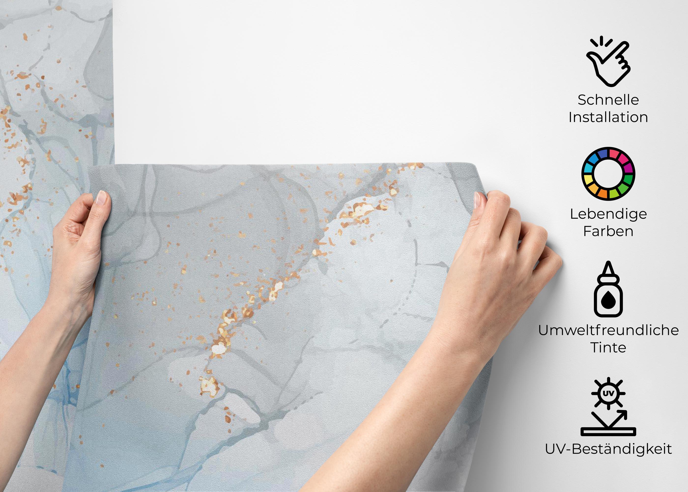 Fototapete Blue Alcohol Marble mockup 2