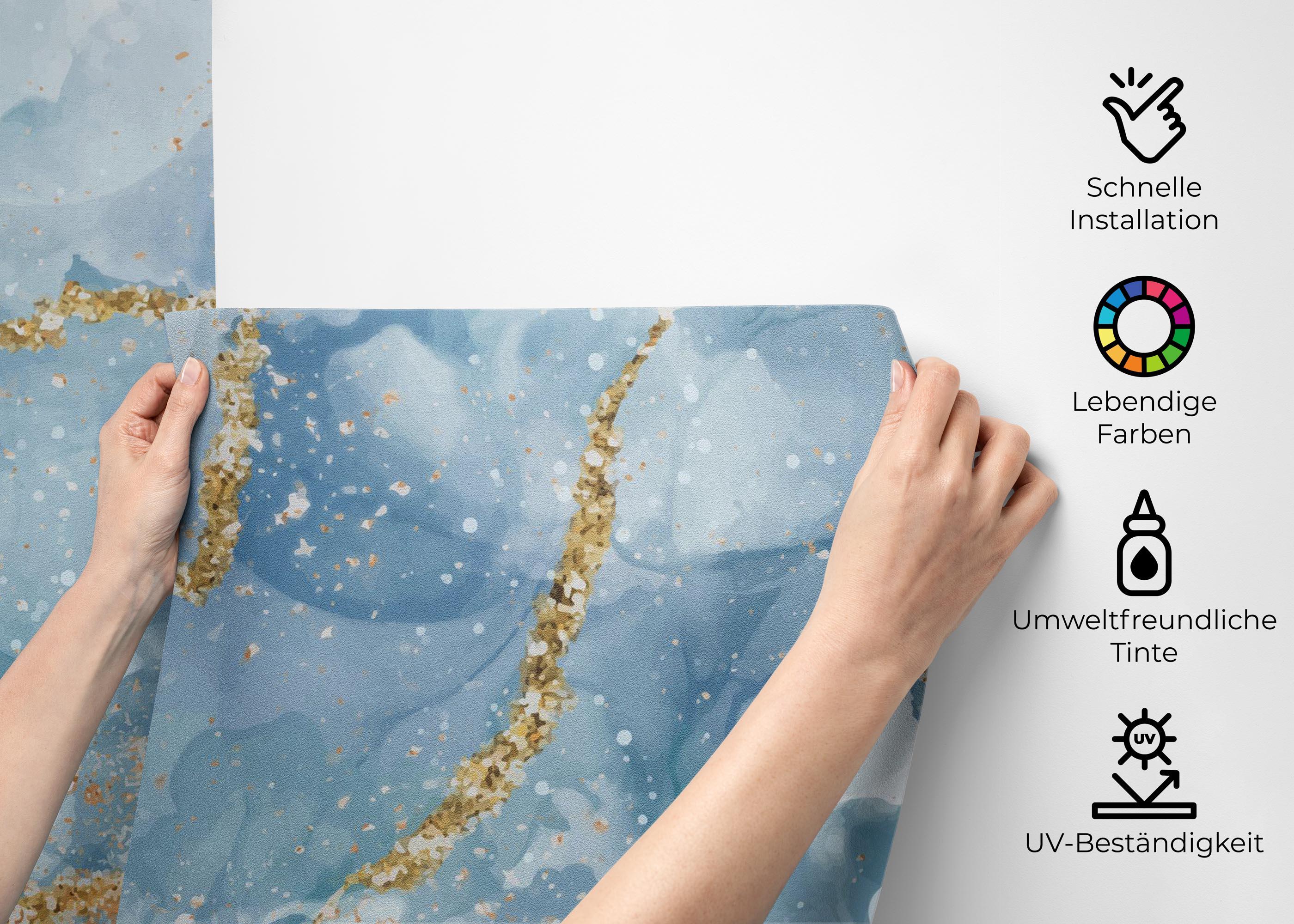 Fototapete Blue Marble Glitter mockup 2