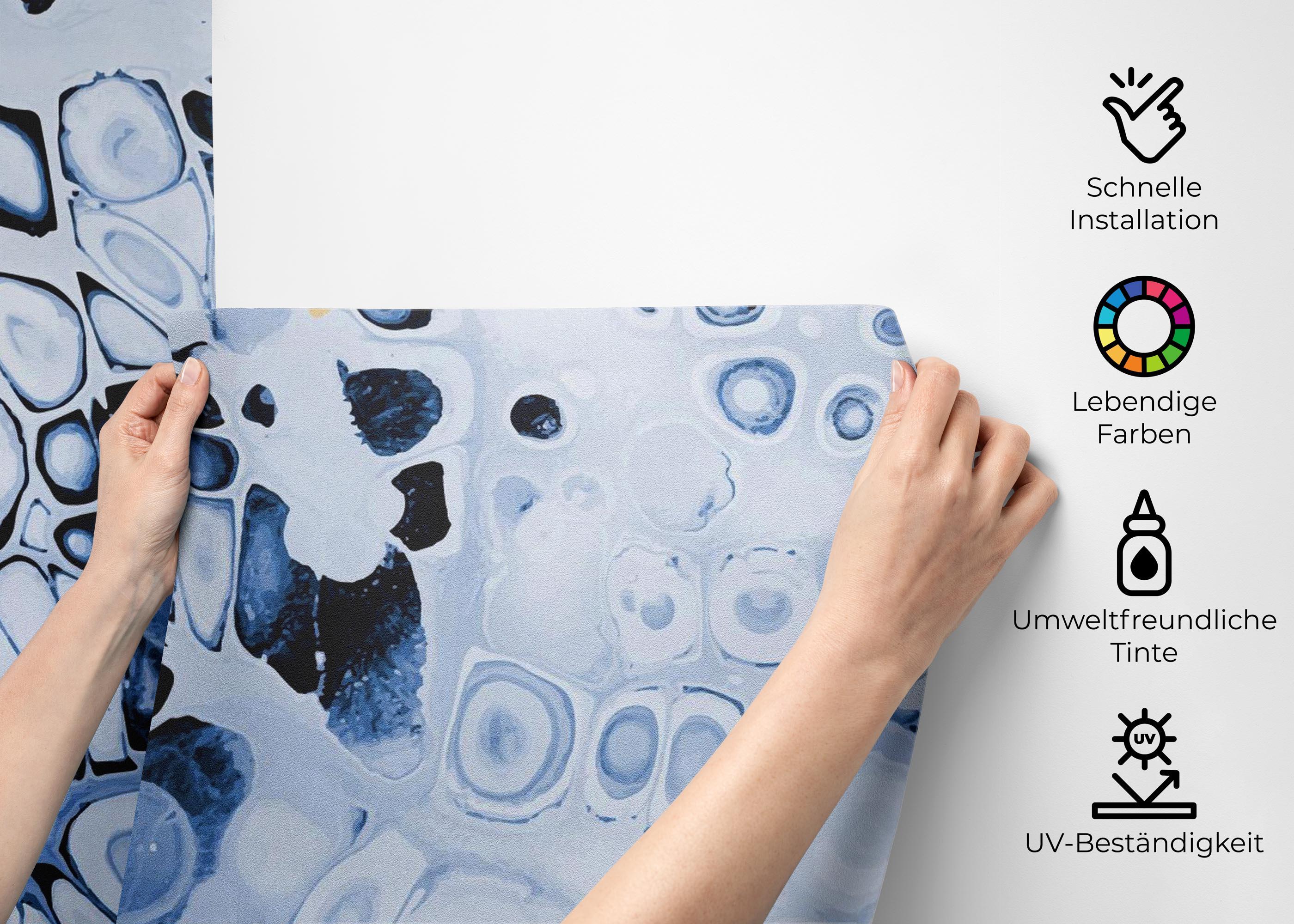 Fototapete Blue Oil Marble mockup 2