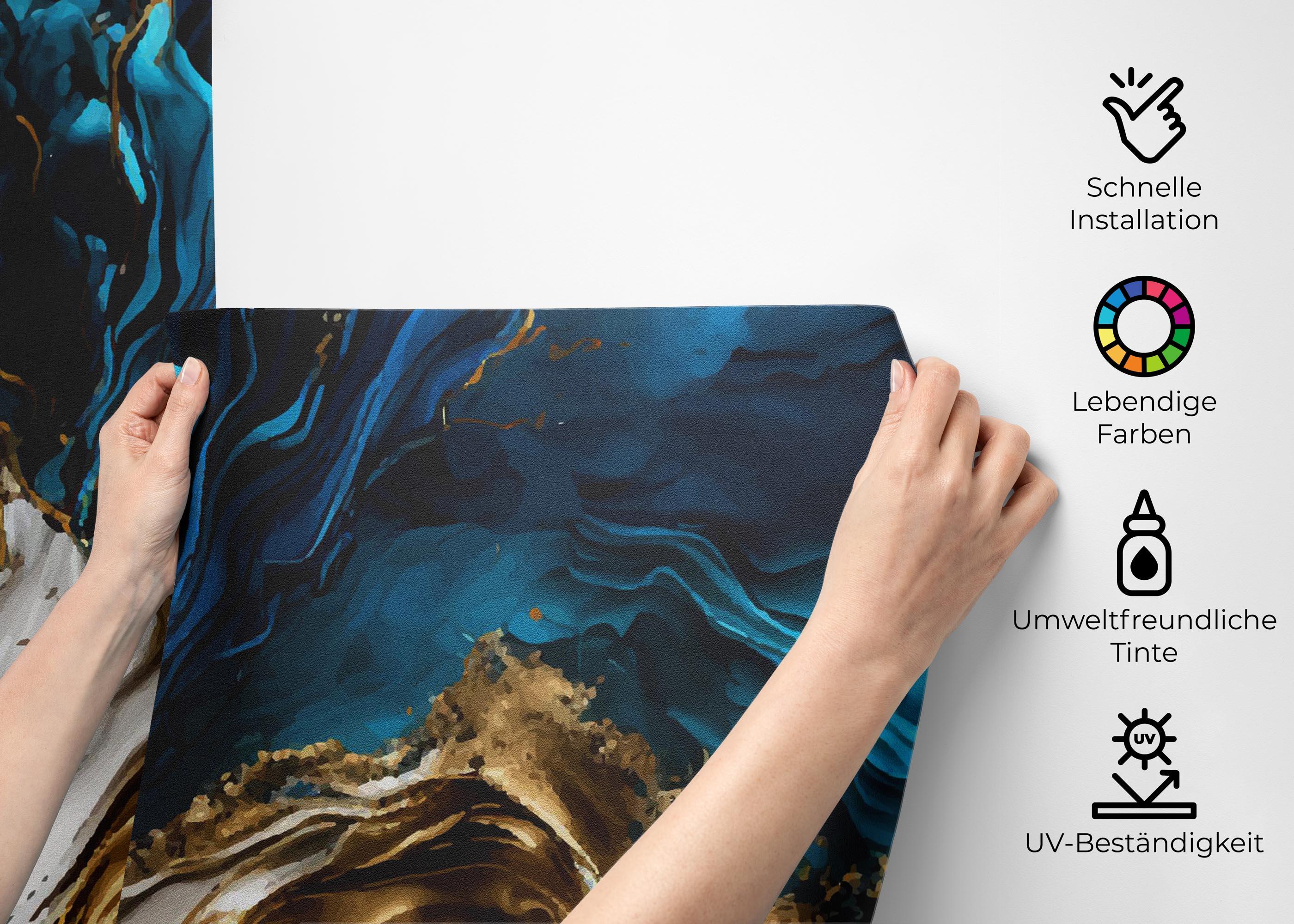 Fototapete Blue Splash Marble mockup 2