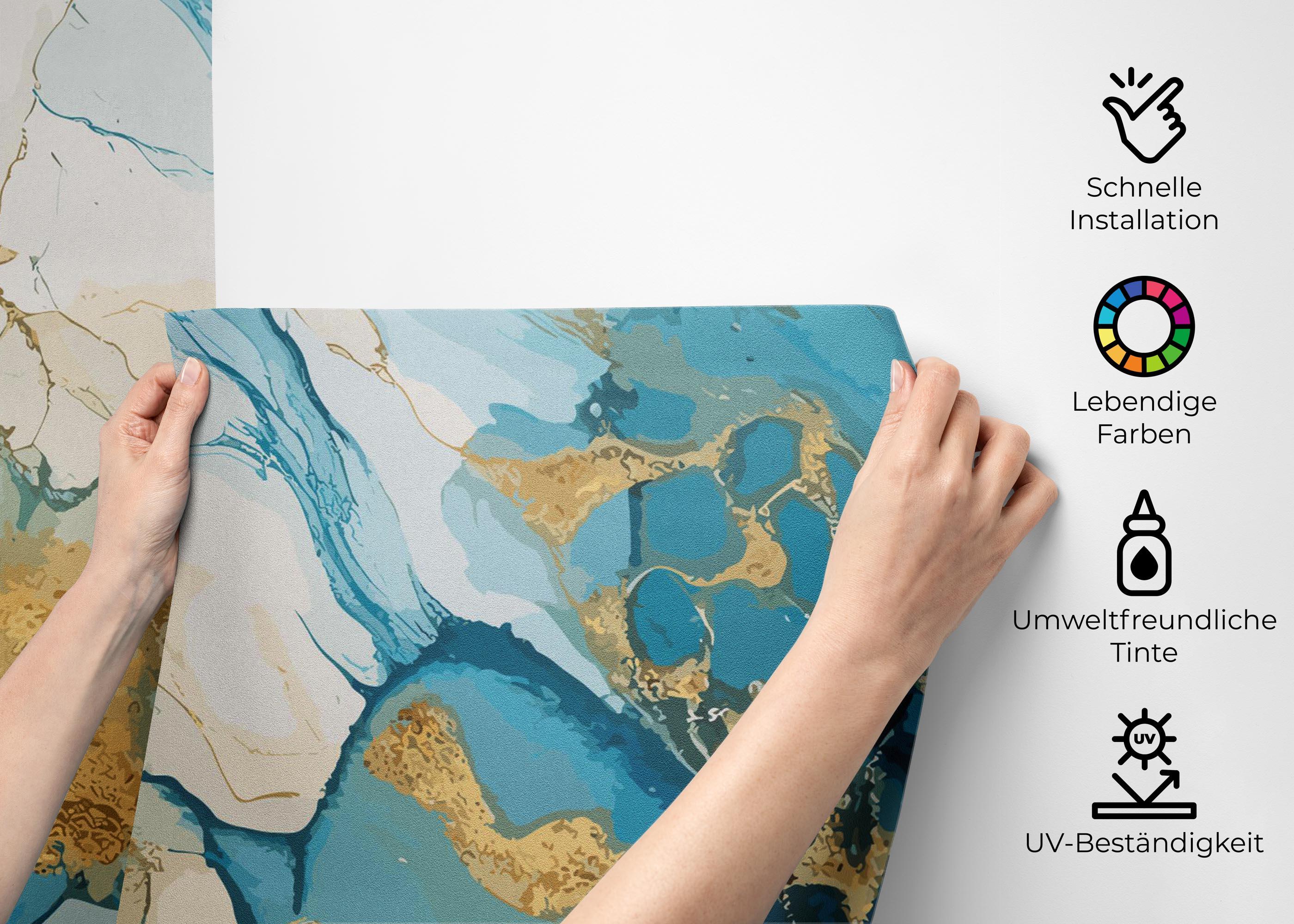 Fototapete Gold Marble Blue mockup 2