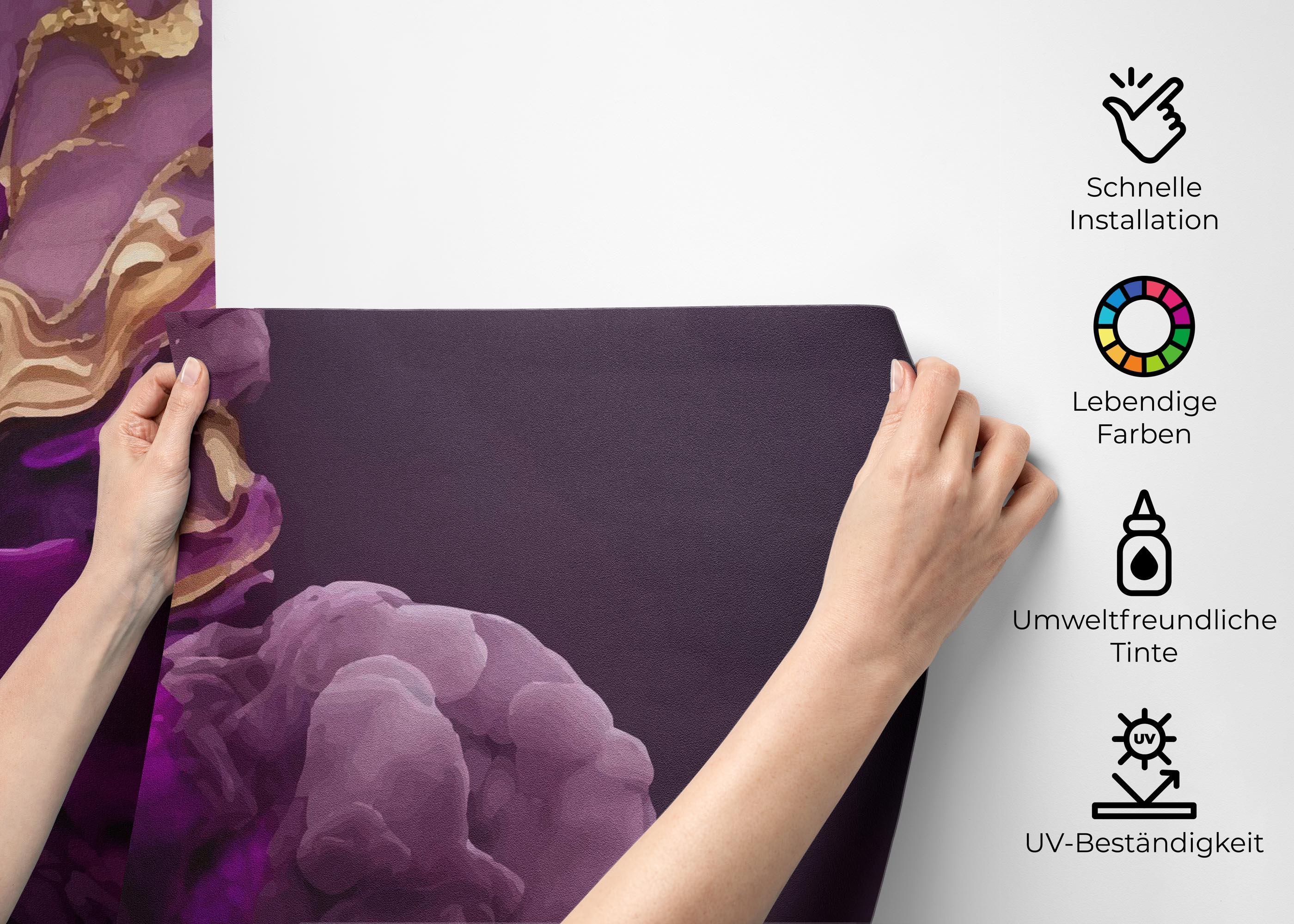 Fototapete Marble Purple Smoke mockup 2