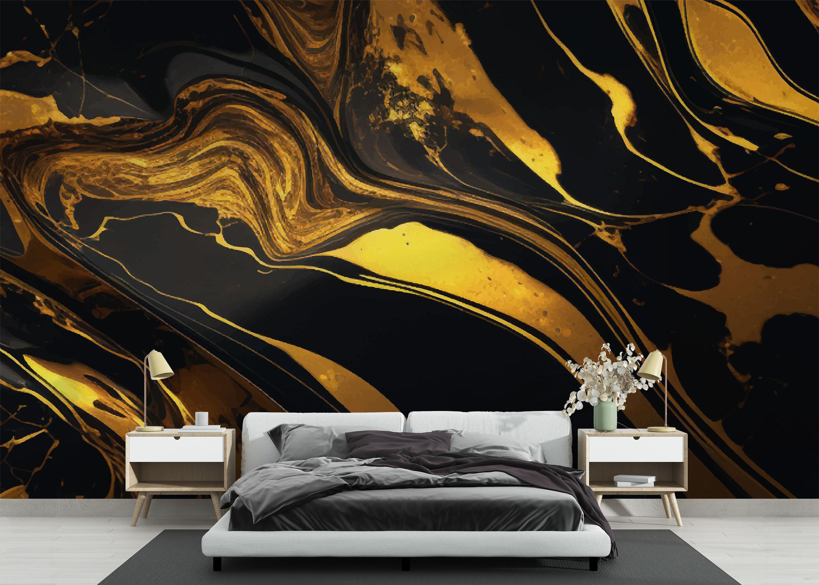 Fototapete Black Gold Marble mockup 3