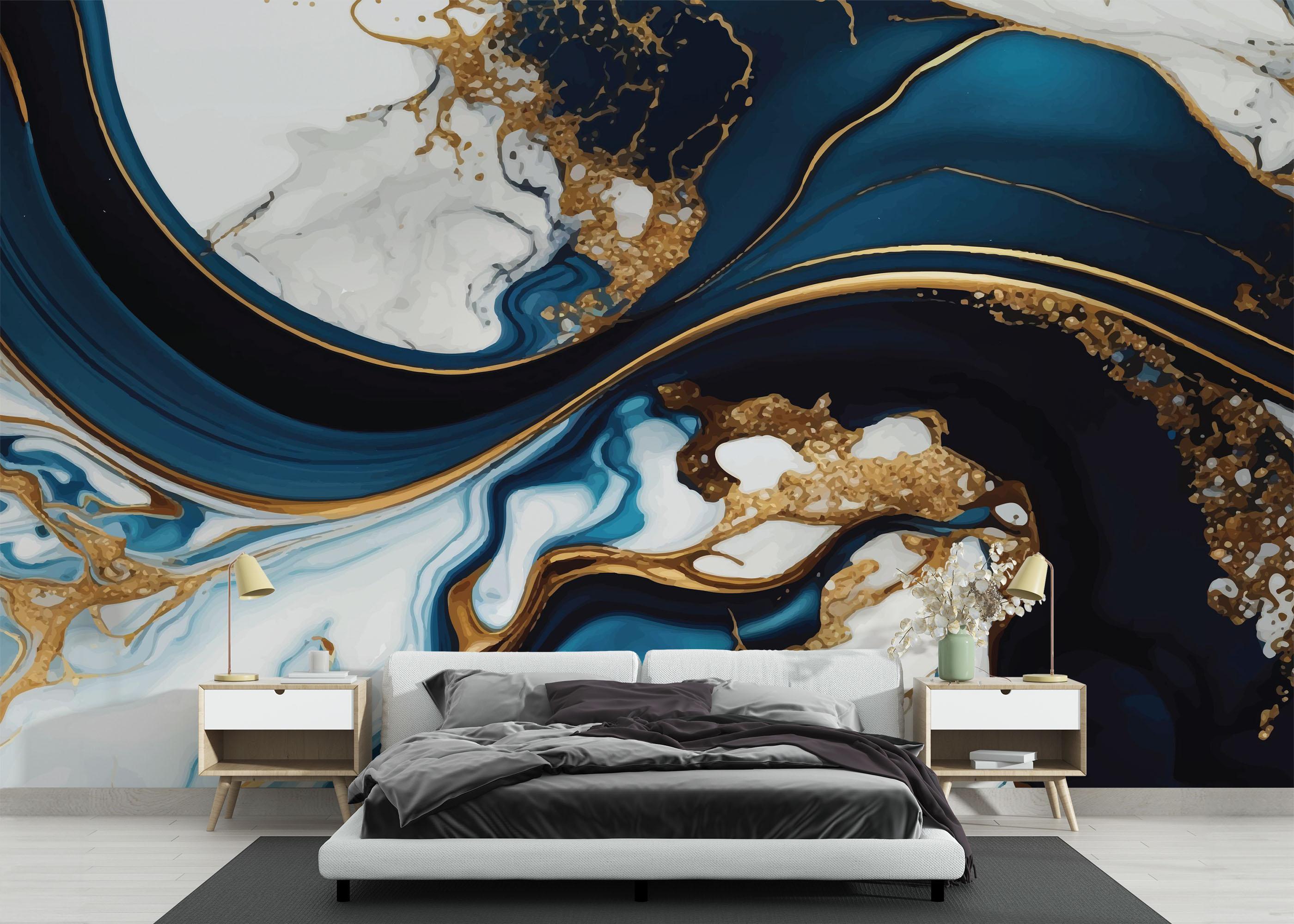 Fototapete Black Liquid Marble mockup 3