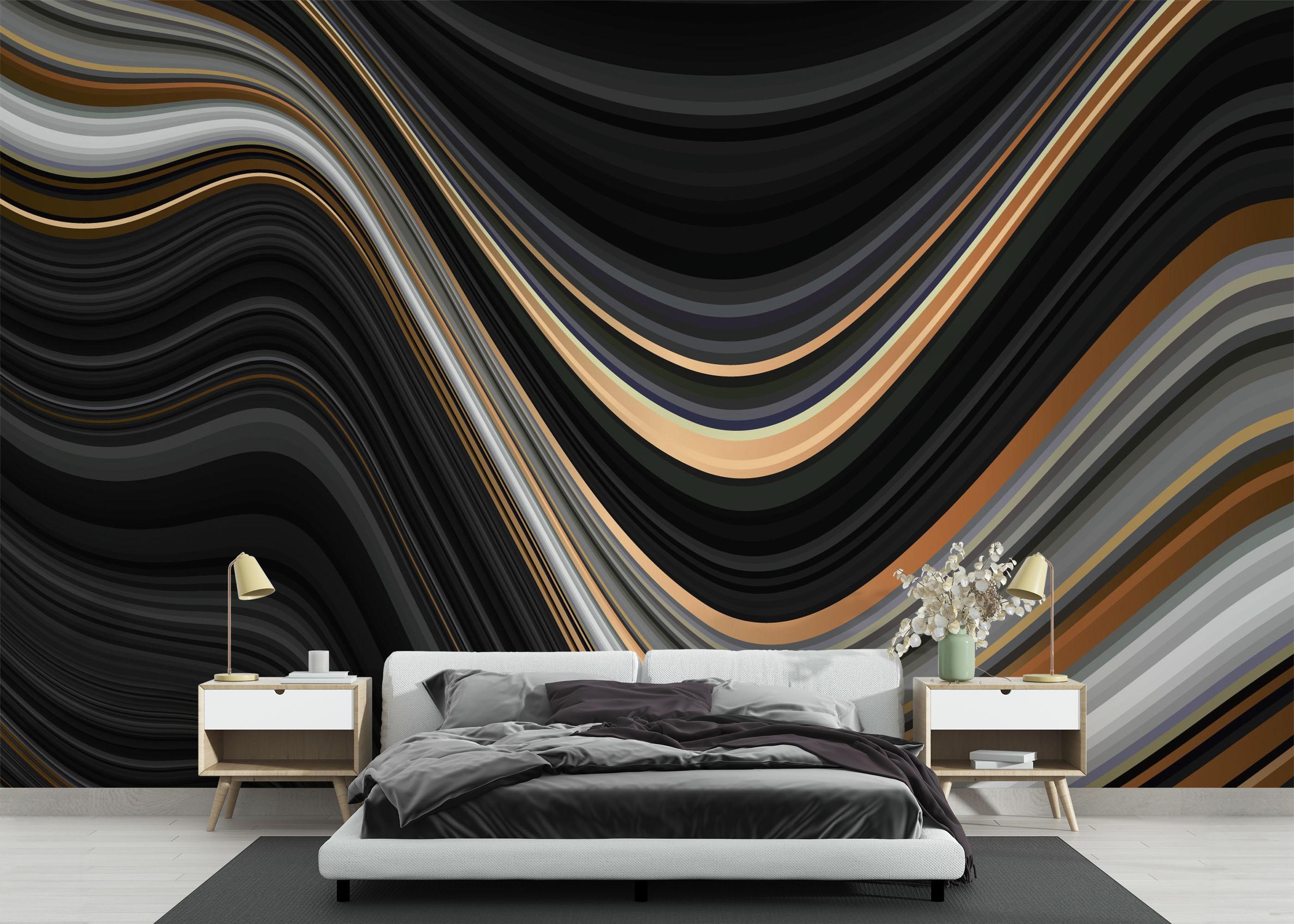 Fototapete Black Wave Marble mockup 3