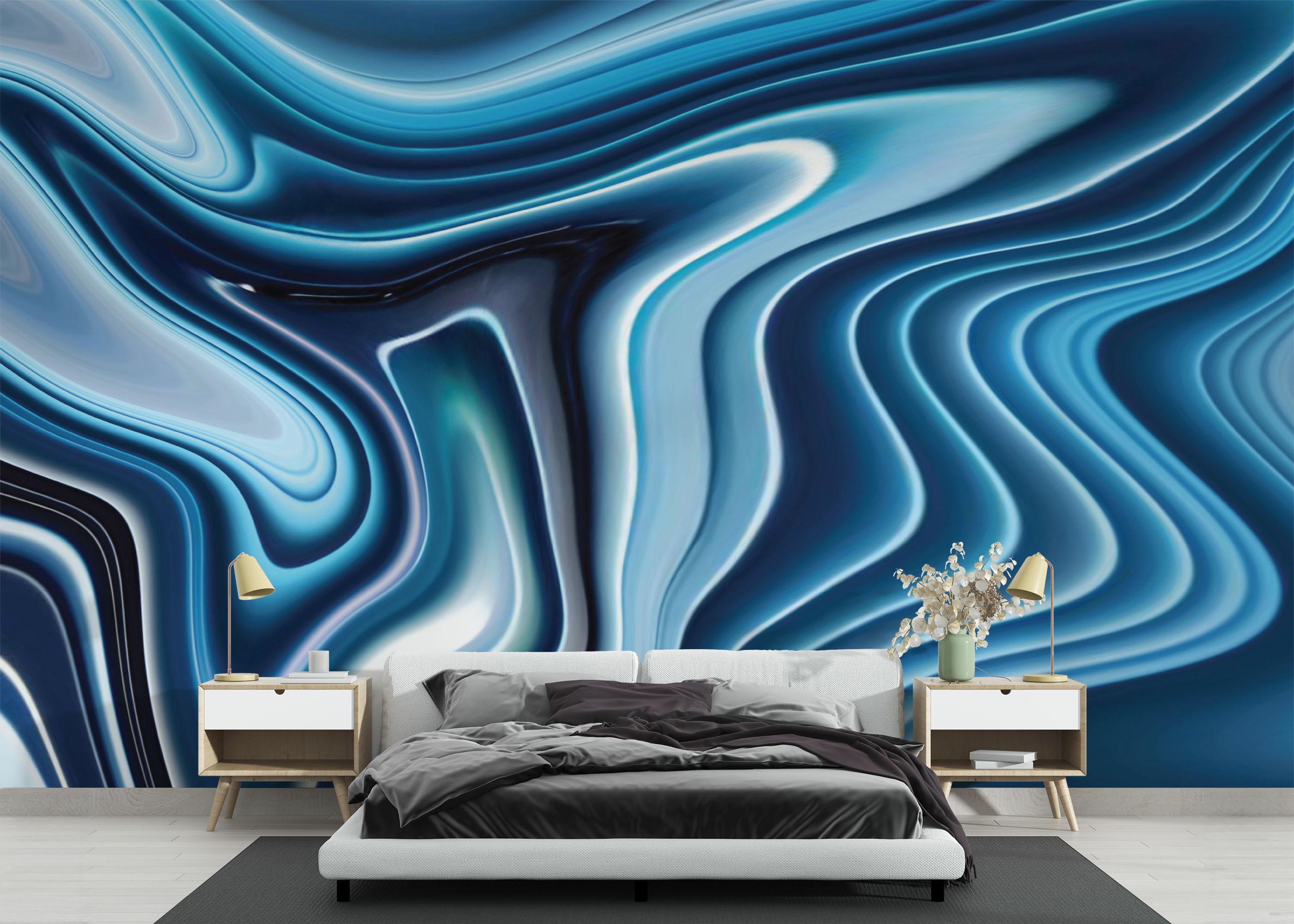 Fototapete Blue 3d Marble mockup 3