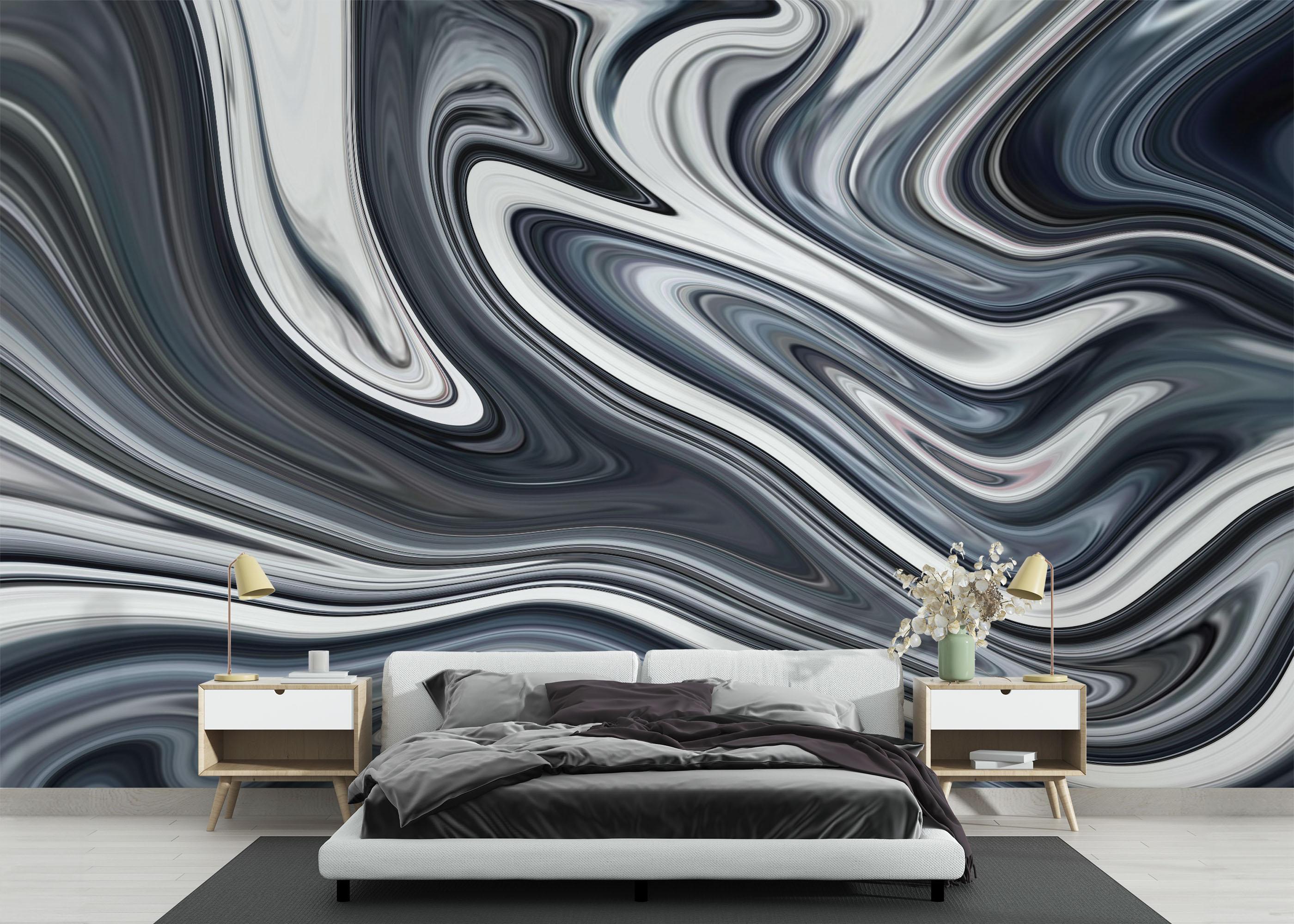 Fototapete Blue Grey Marble mockup 3