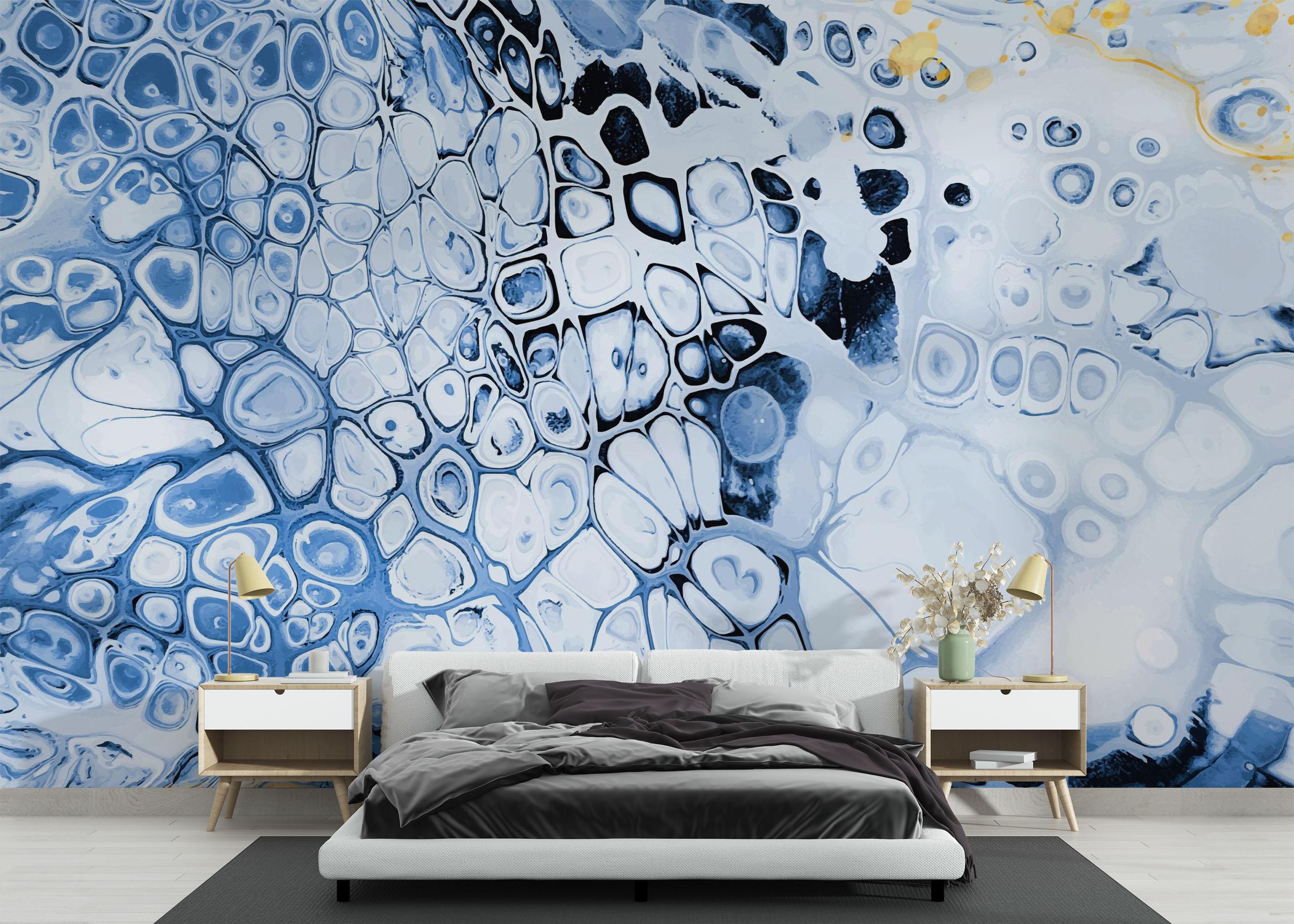 Fototapete Blue Oil Marble mockup 3