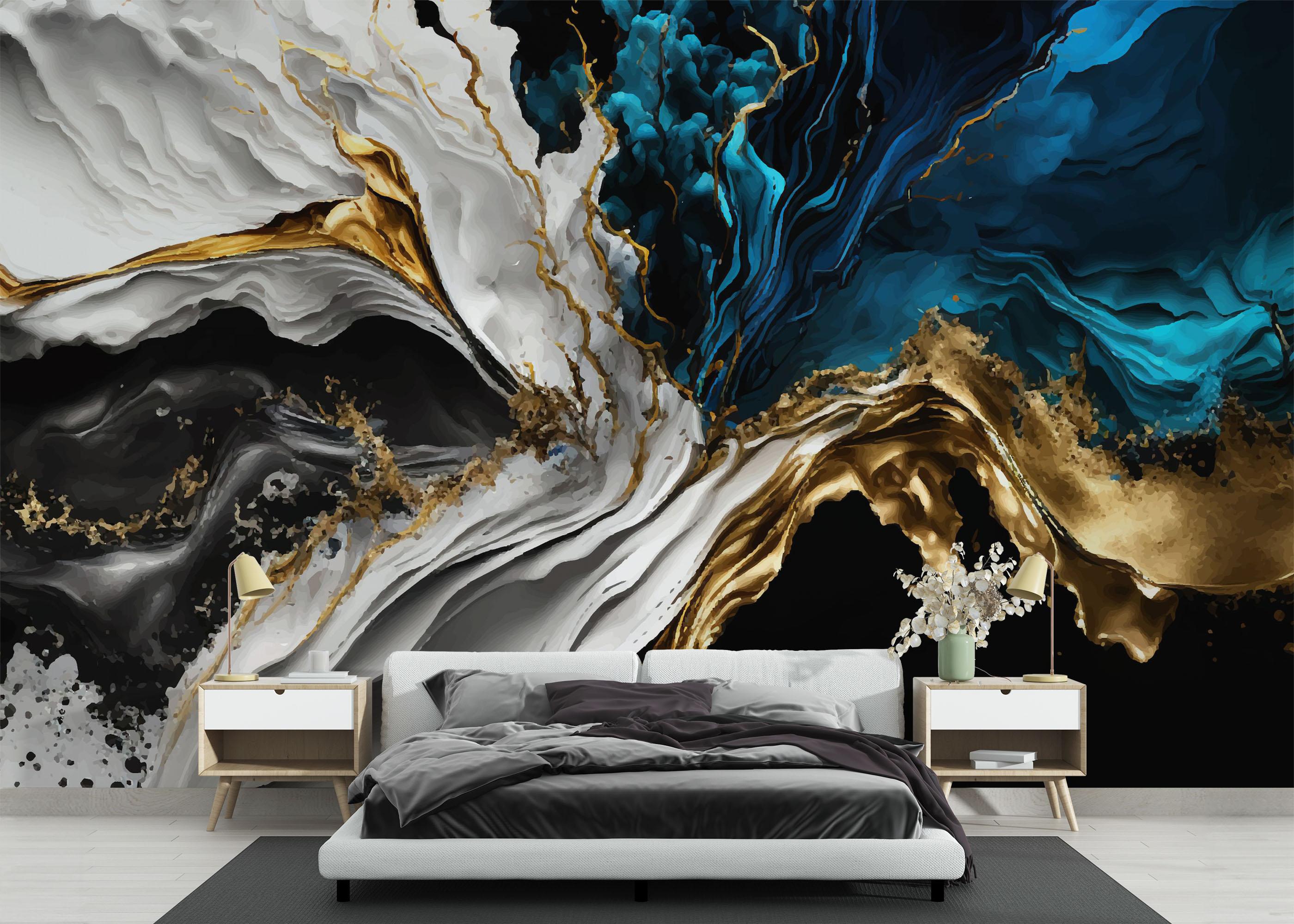 Fototapete Blue Splash Marble mockup 3