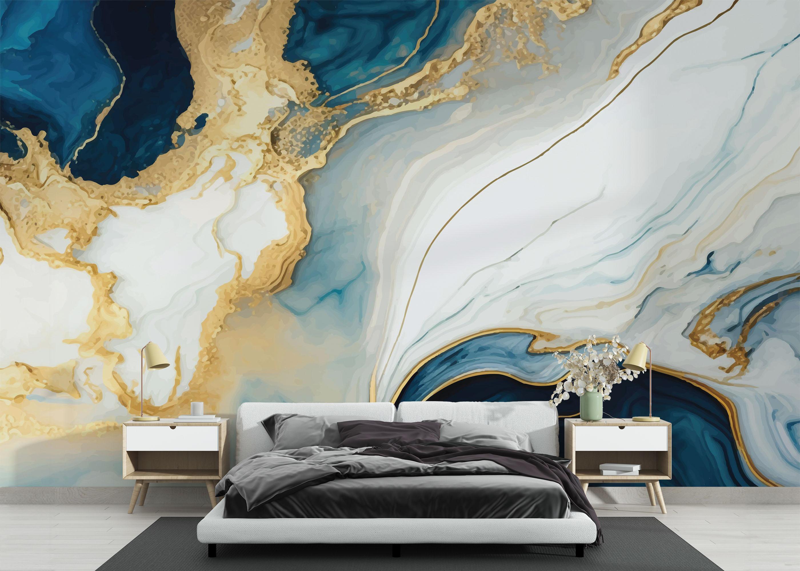 Fototapete Blue Stone Marble mockup 3