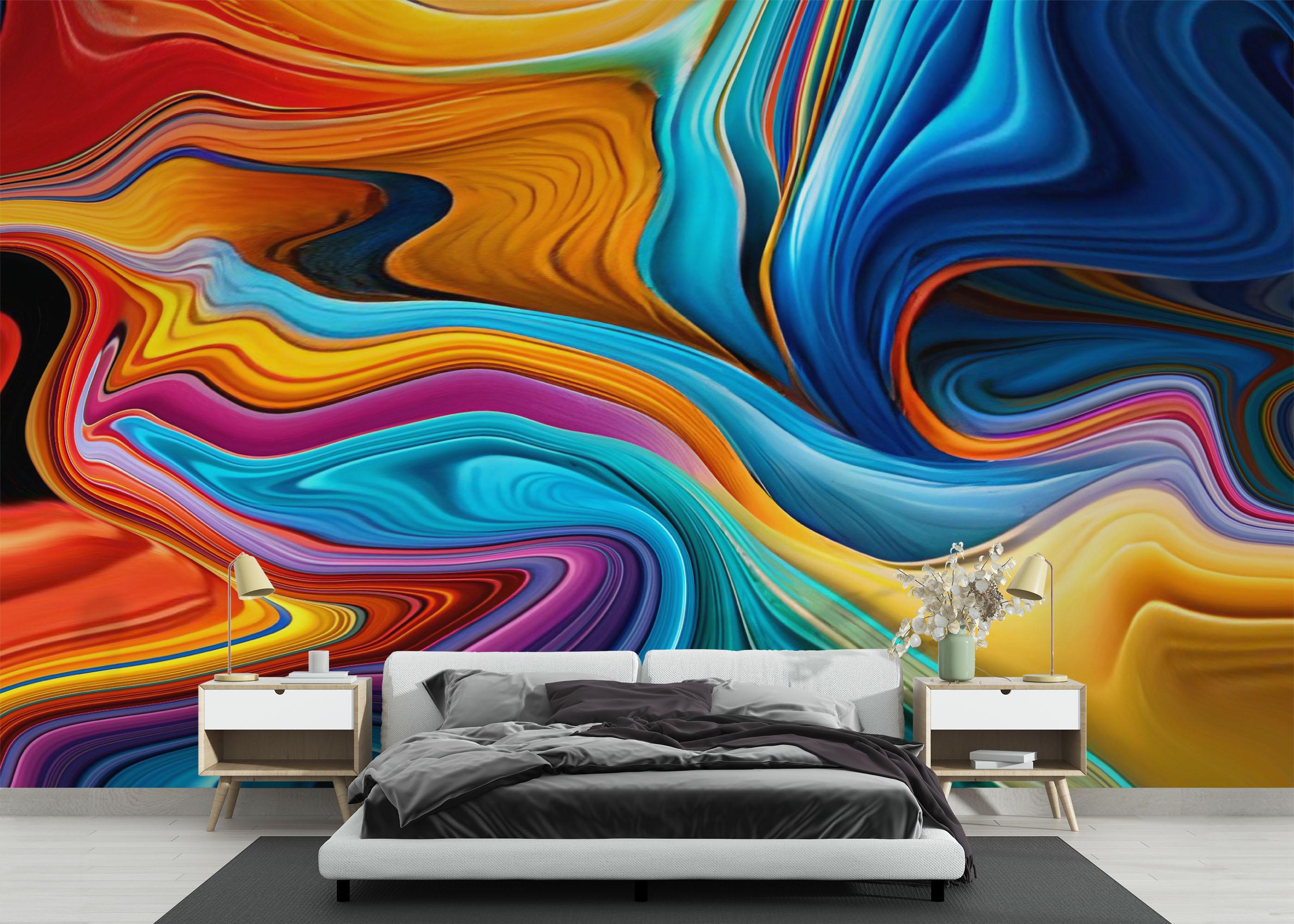 Fototapete Colorful Liquid Marble mockup 3
