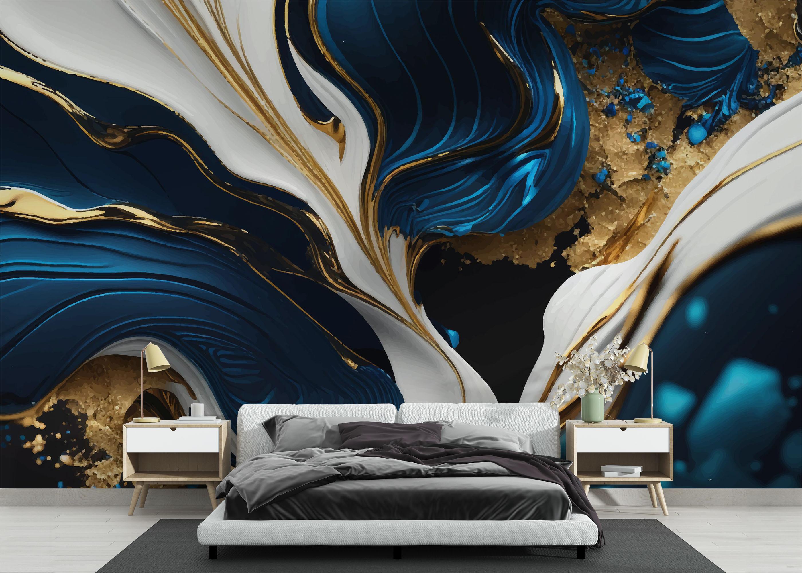 Fototapete Gold Blue Marble mockup 3