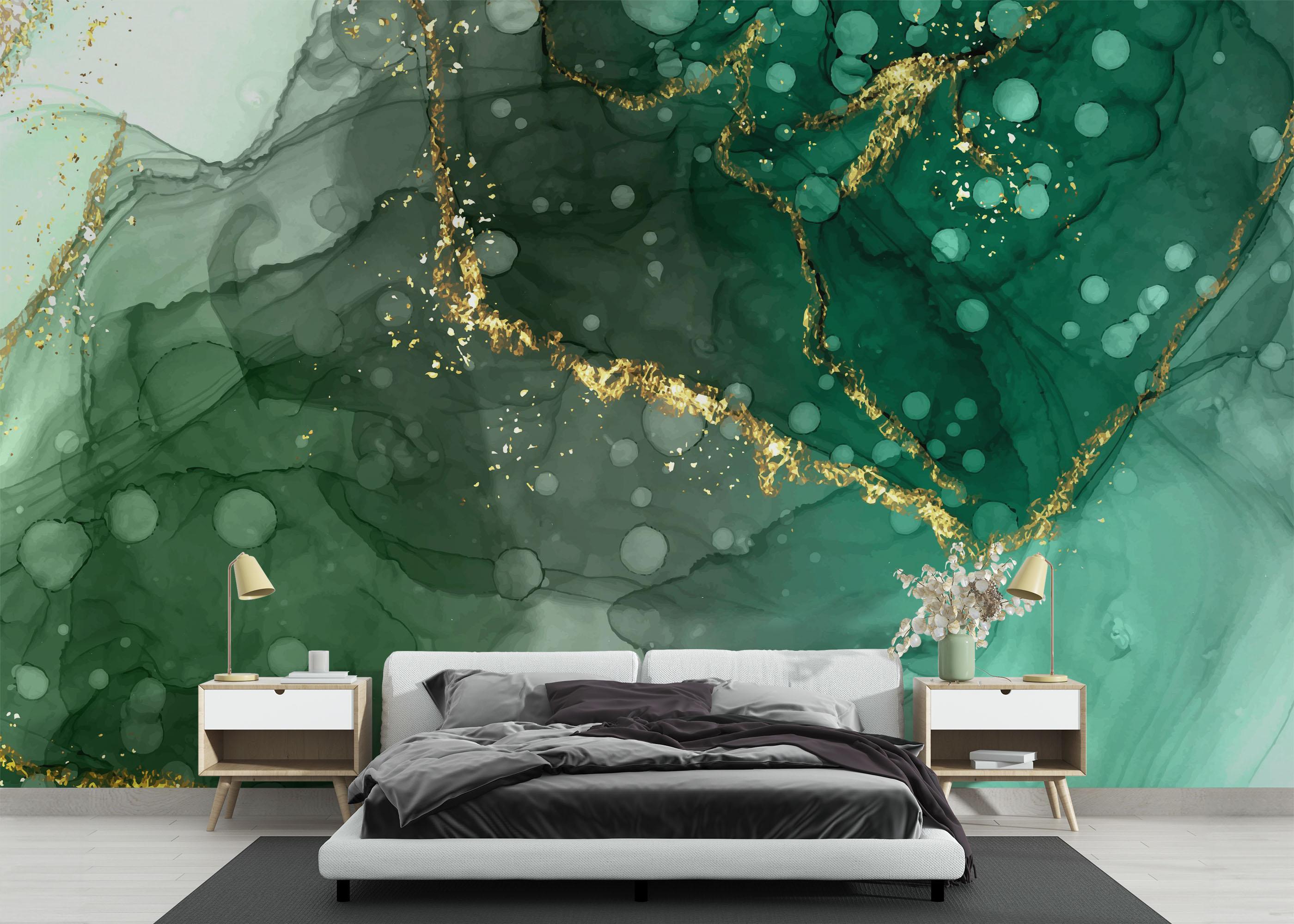 Fototapete Green Circle Marble mockup 3