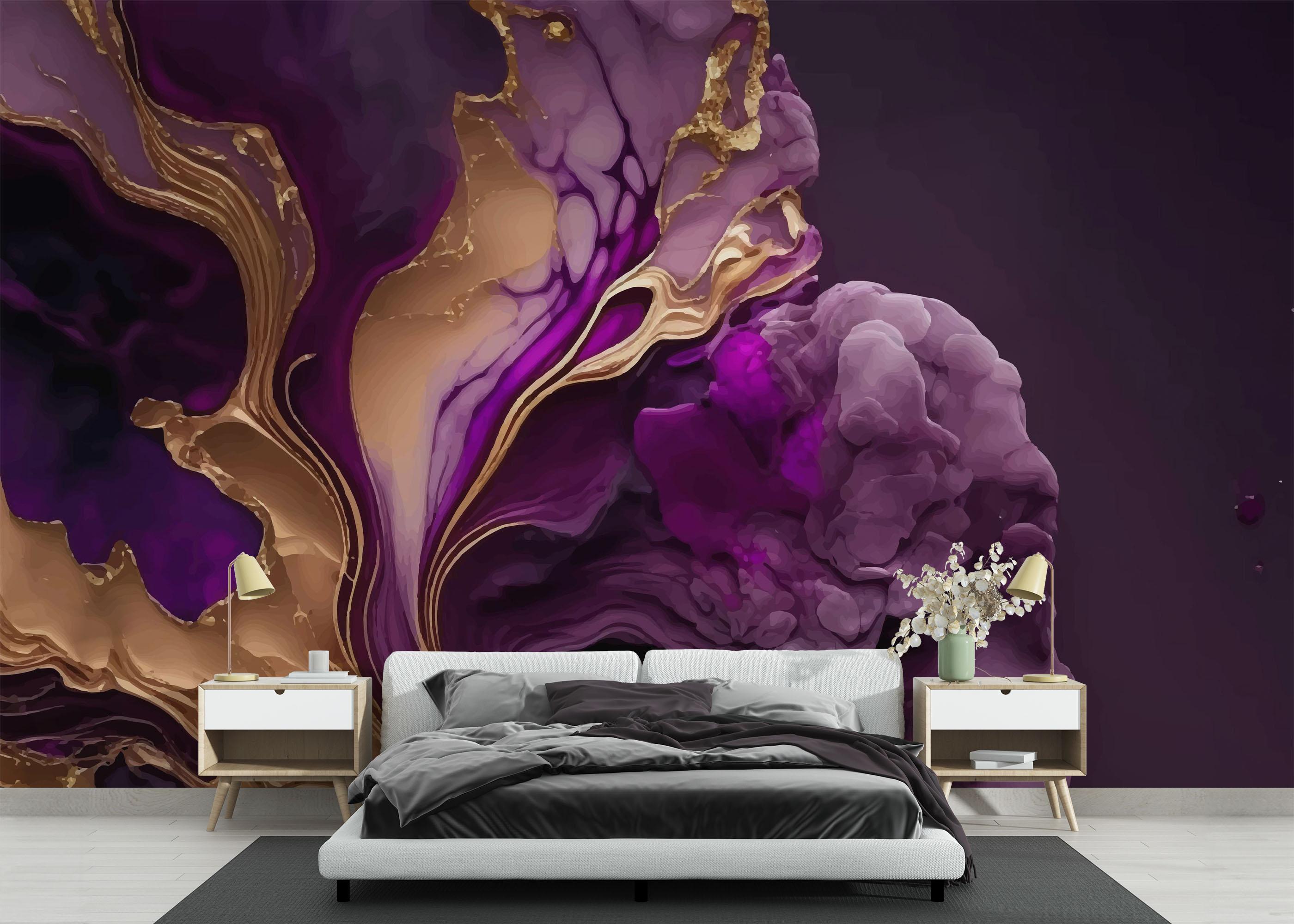 Fototapete Marble Purple Smoke mockup 3