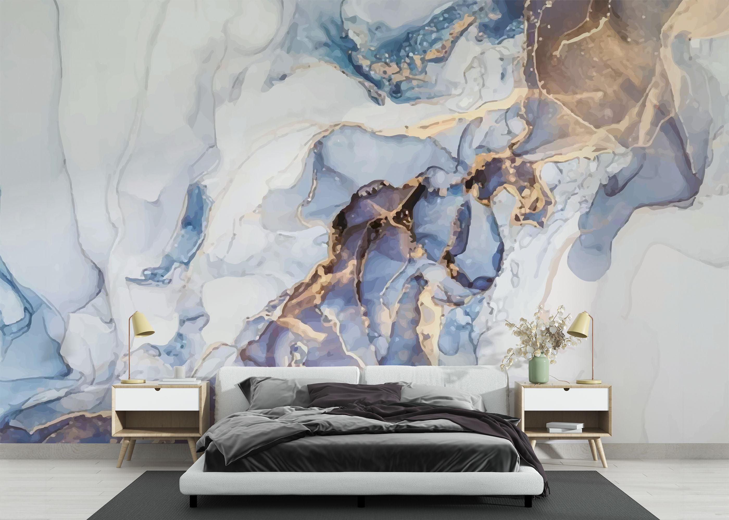 Fototapete Pastel Blue Marble mockup 3