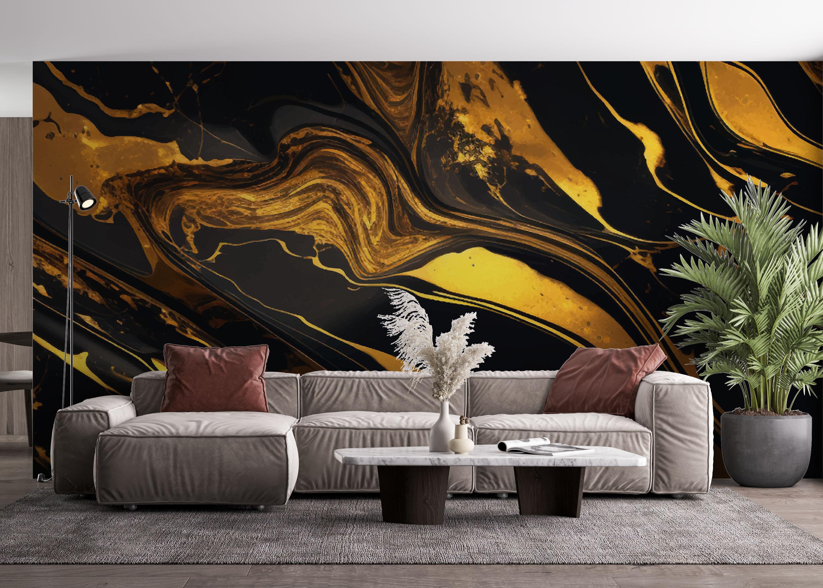 Fototapete Black Gold Marble mockup 4