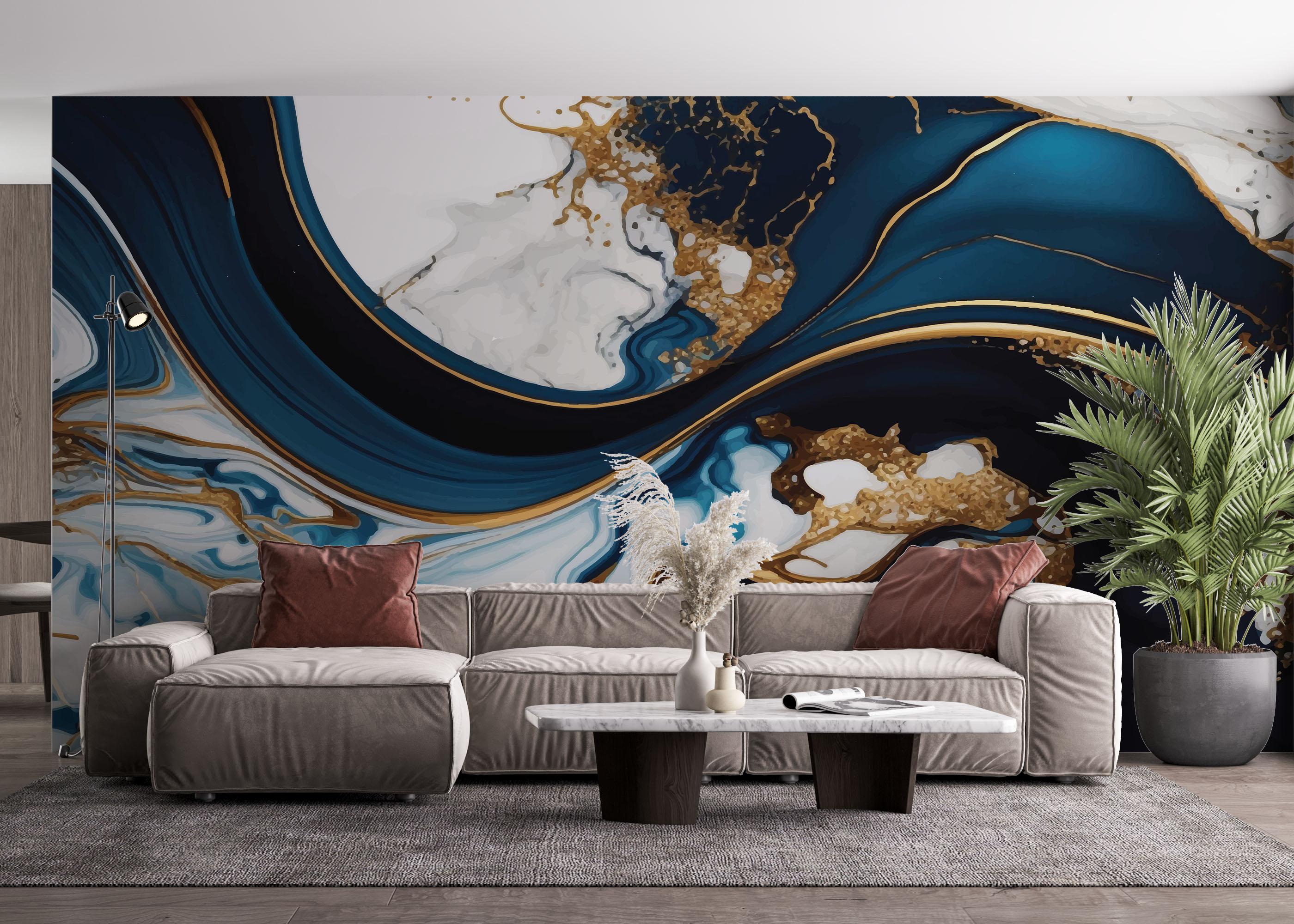 Fototapete Black Liquid Marble mockup 4