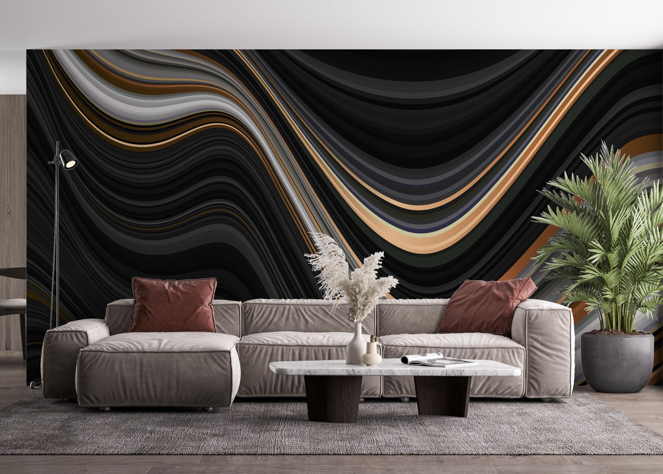 Fototapete Black Wave Marble mockup 4