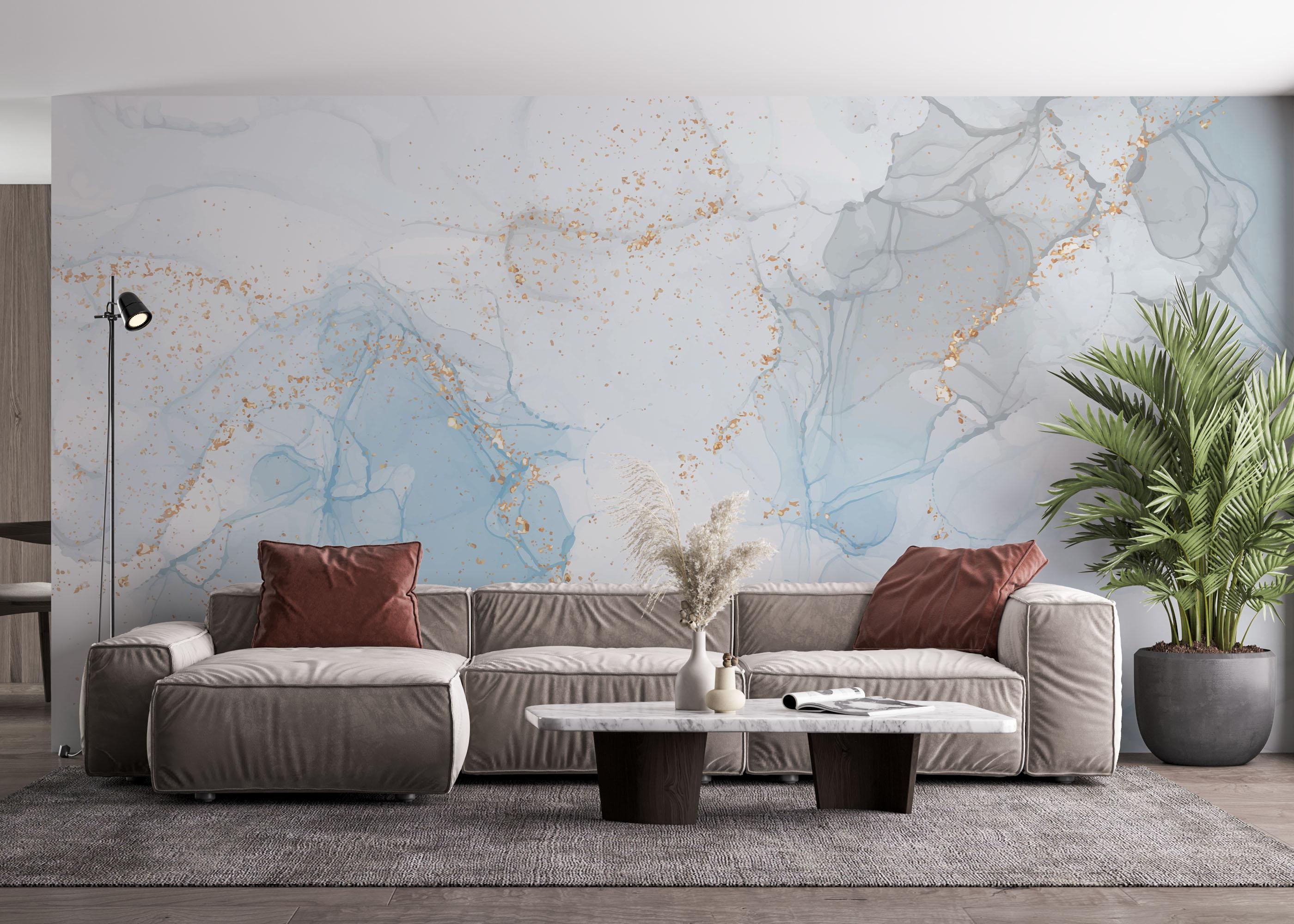 Fototapete Blue Alcohol Marble mockup 4