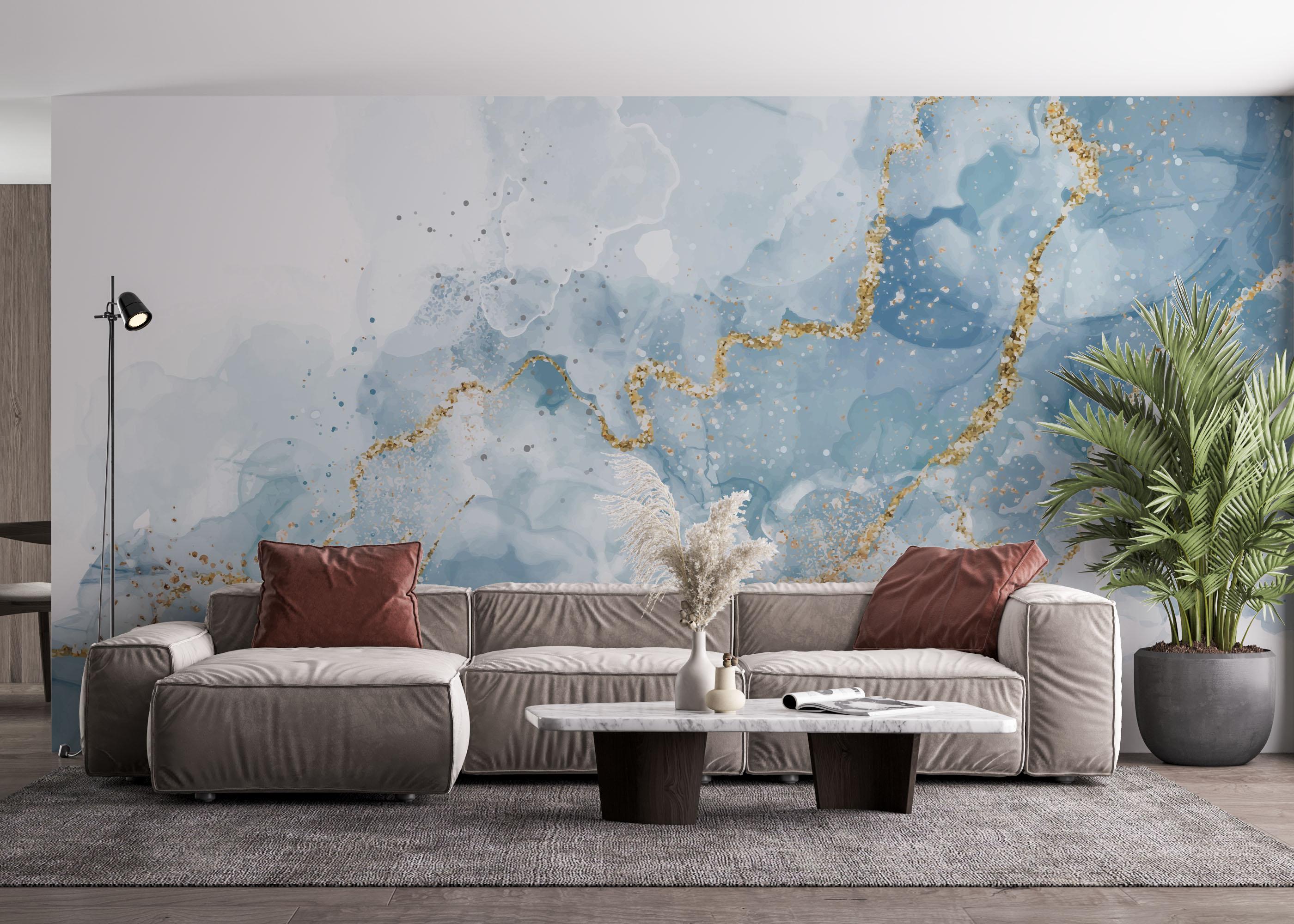 Fototapete Blue Marble Glitter mockup 4