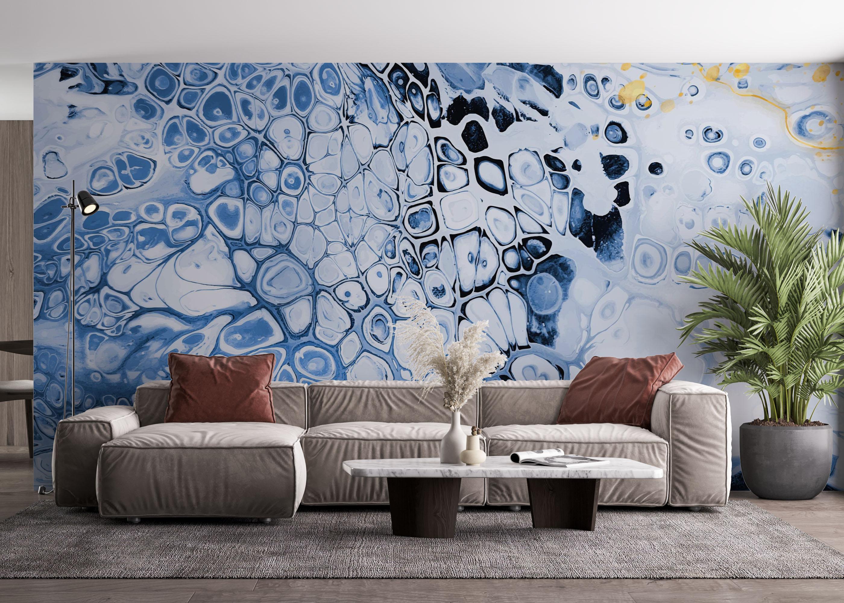 Fototapete Blue Oil Marble mockup 4