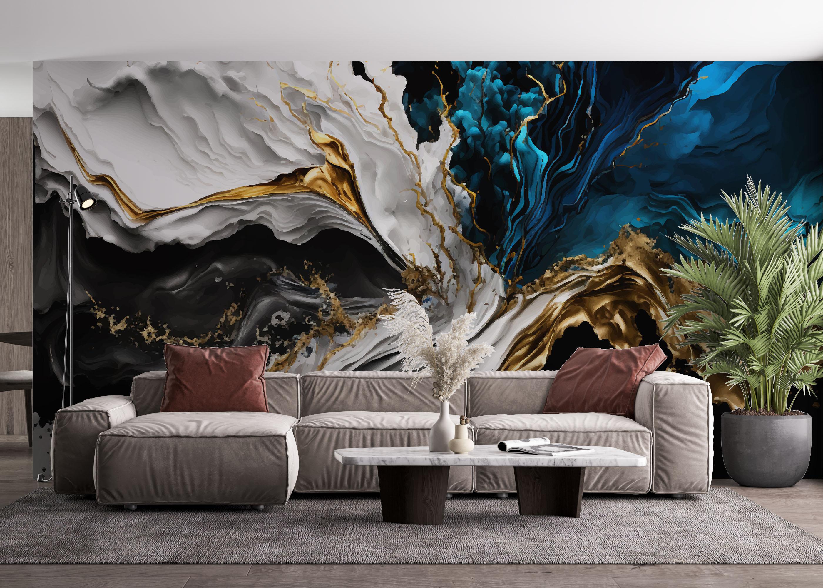 Fototapete Blue Splash Marble mockup 4