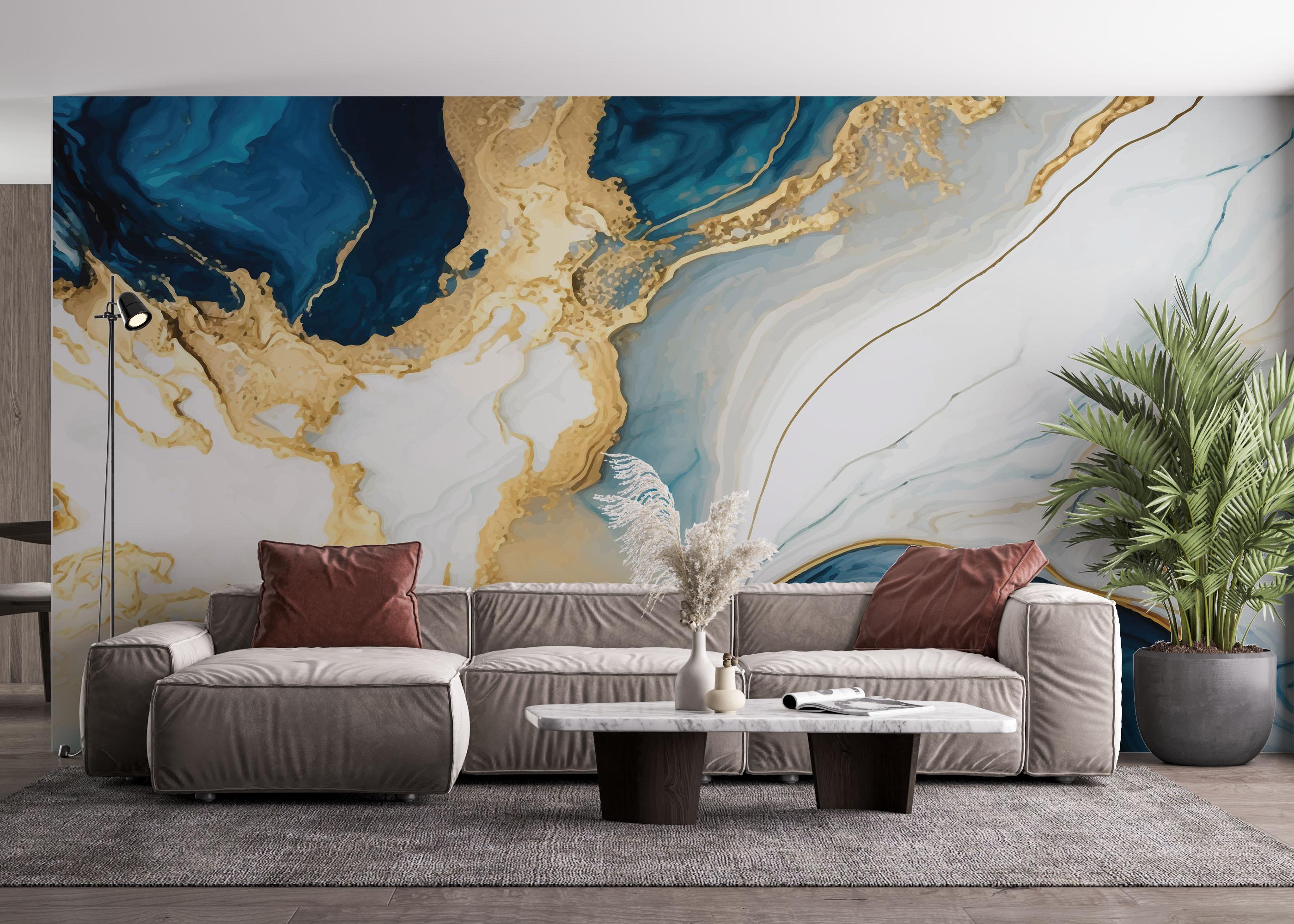 Fototapete Blue Stone Marble mockup 4