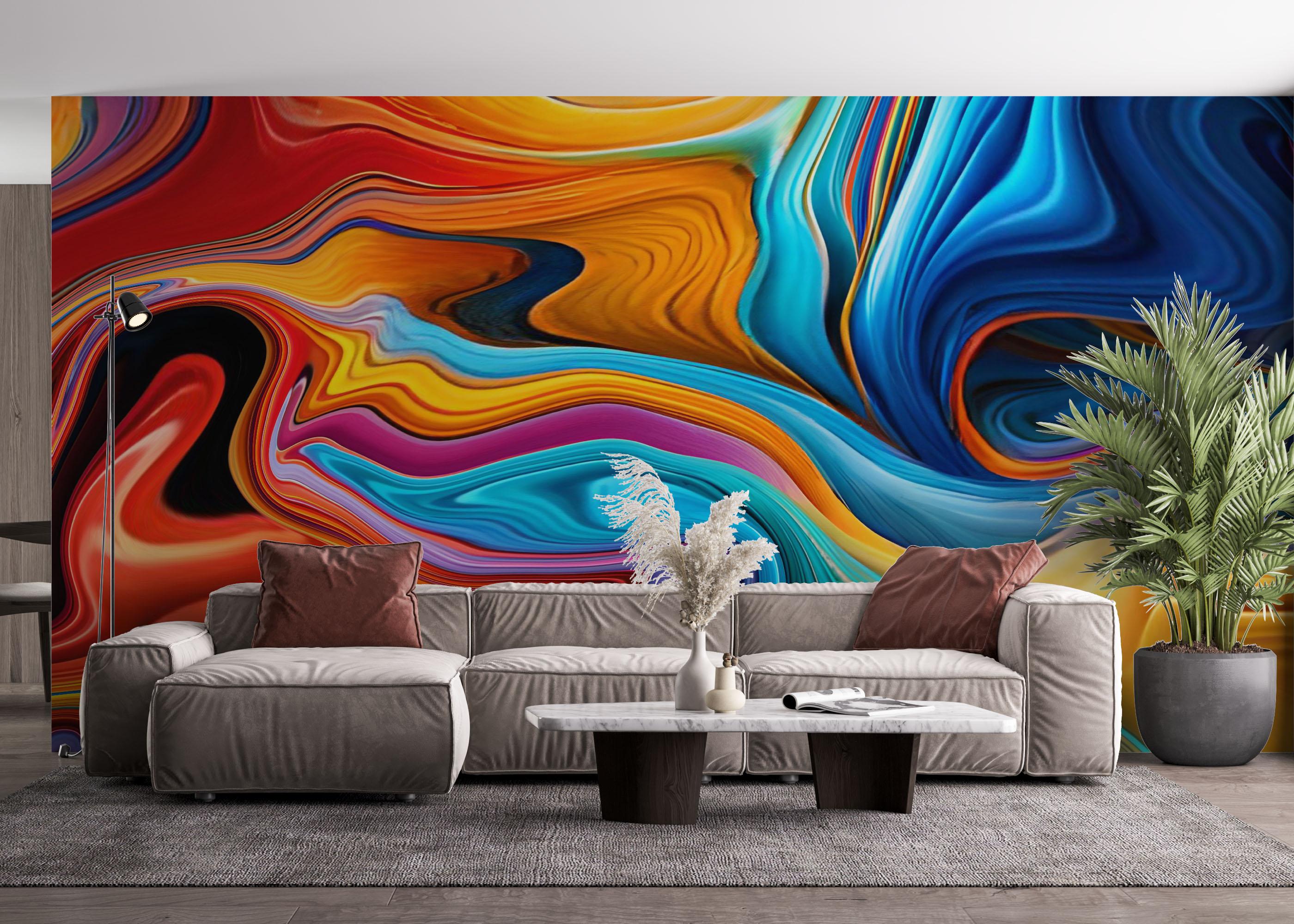 Fototapete Colorful Liquid Marble mockup 4