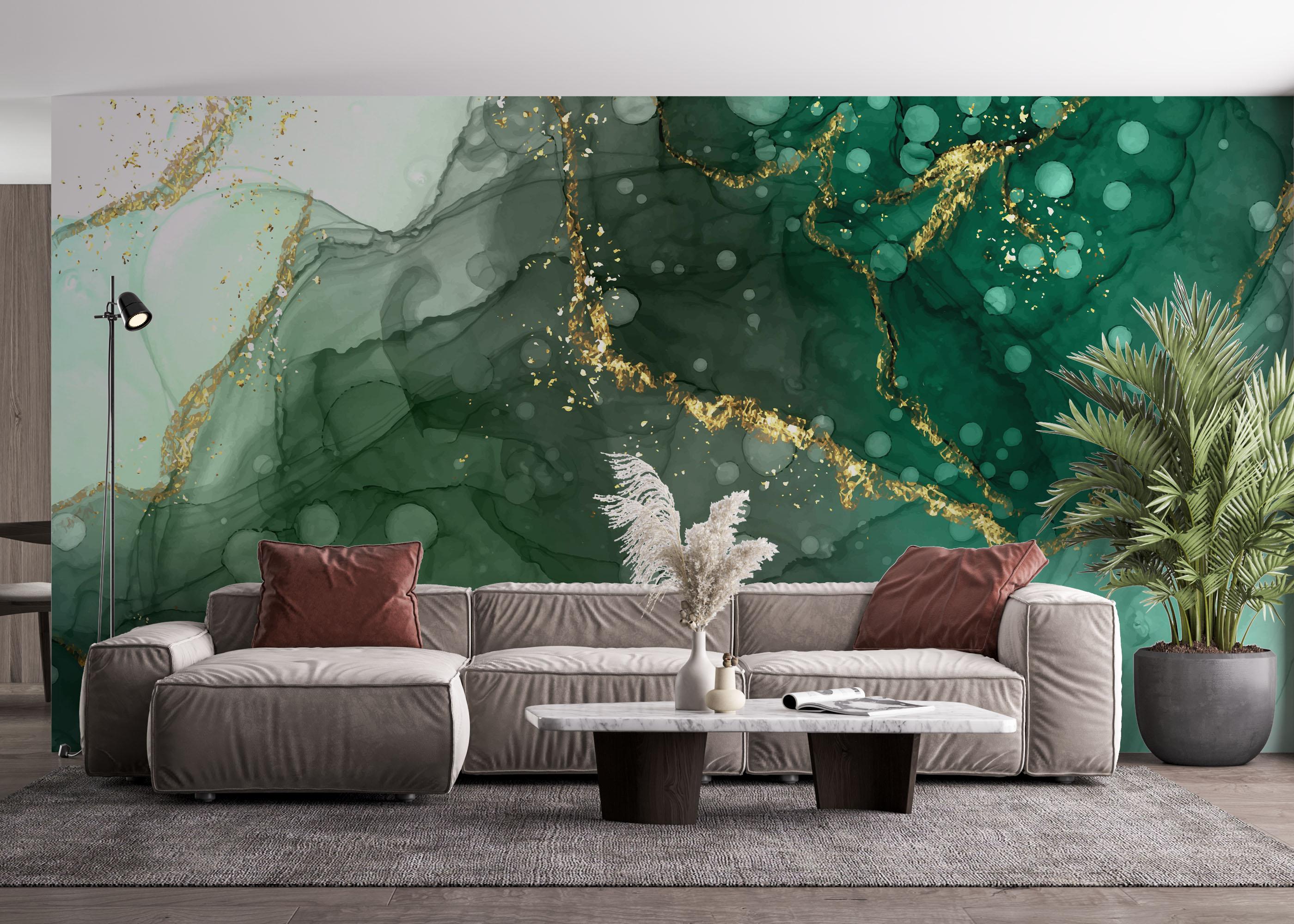 Fototapete Green Circle Marble mockup 4