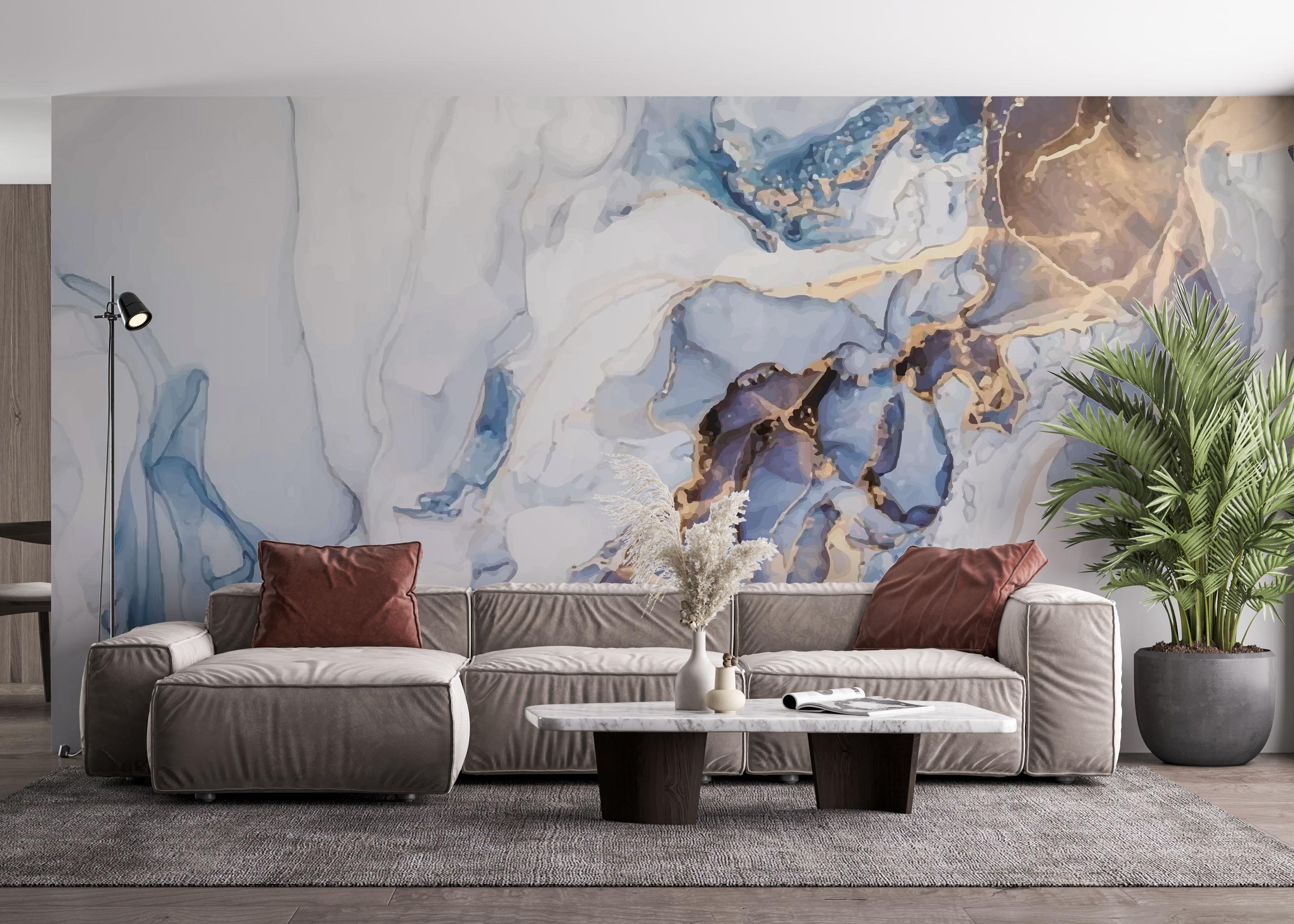 Fototapete Pastel Blue Marble mockup 4