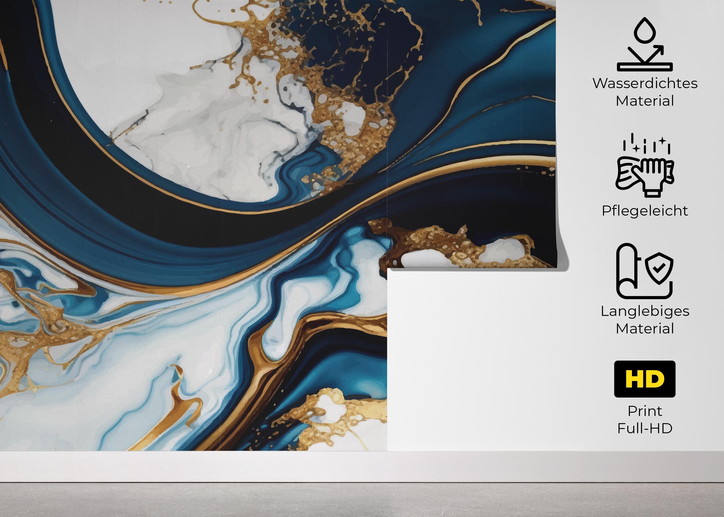 Fototapete Black Liquid Marble mockup 5