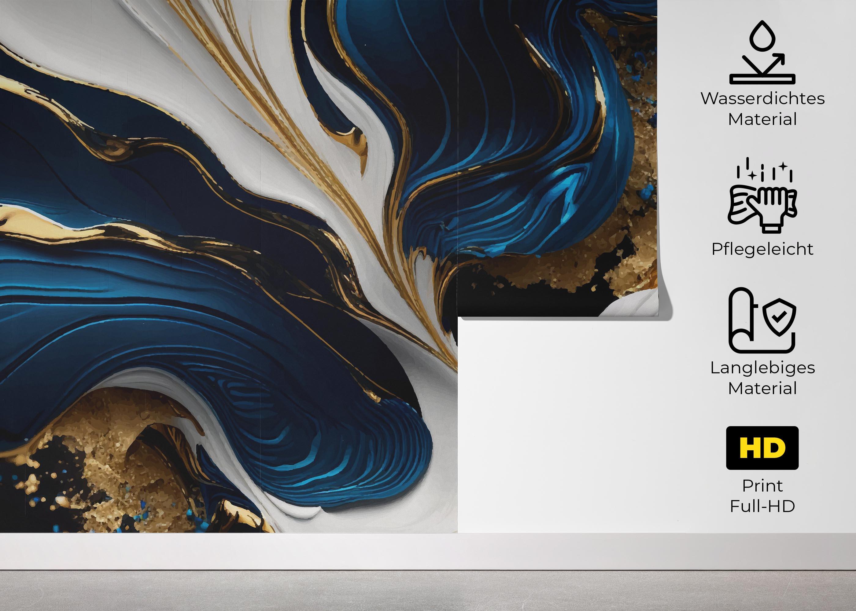 Fototapete Gold Blue Marble mockup 5